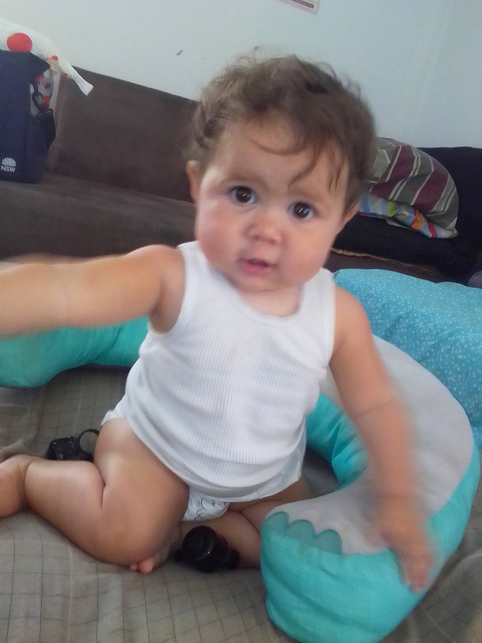 Sianna-marie joined the competition — help win amazing prizes! baby, baby_toddler_clothing, barefoot, cheek, child, comfort, finger, foot, fun, happy, human_leg, iris, joint, lap, person, sitting, skin, thigh, thumb, toddler