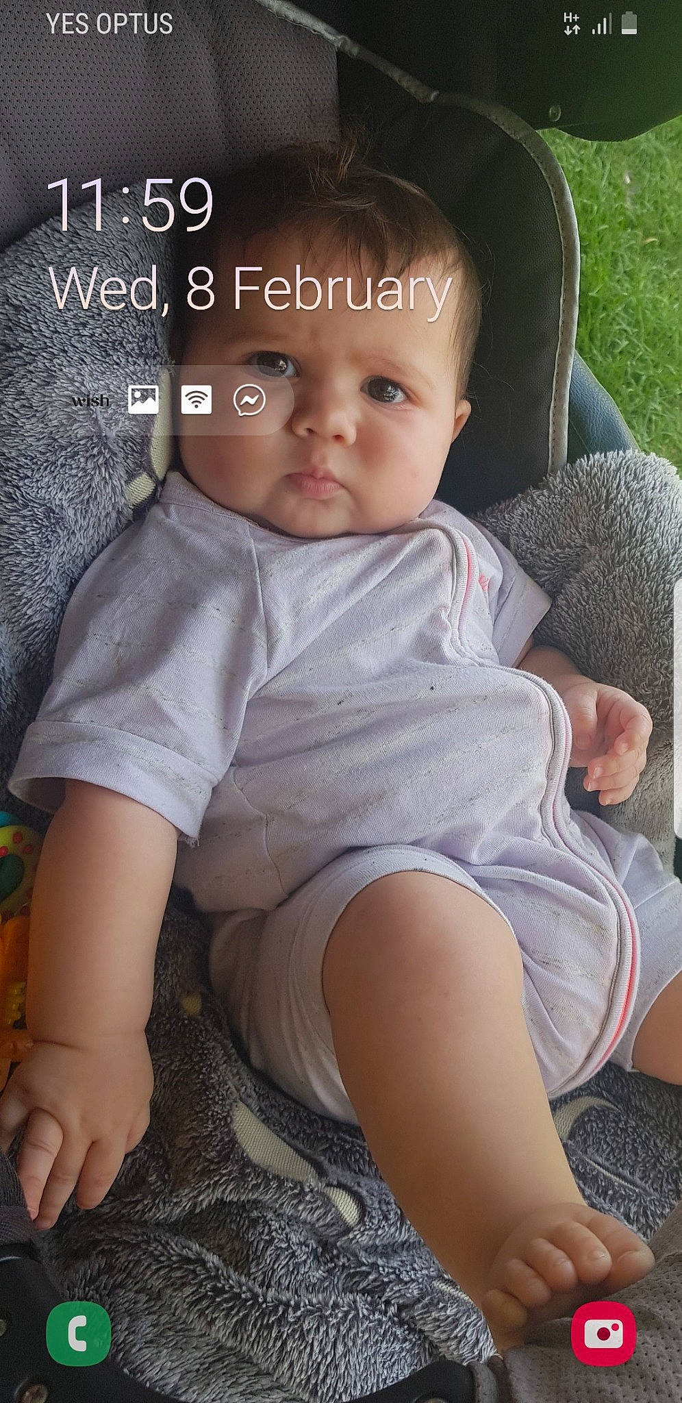 Sianna-marie is registered to the contest to win money with this photo: baby, baby_toddler_clothing, cheek, chin, comfort, cool, finger, grass, hand, happy, iris, leg, mouth, nose, person, pink, skin, sleeve, t_shirt, thigh