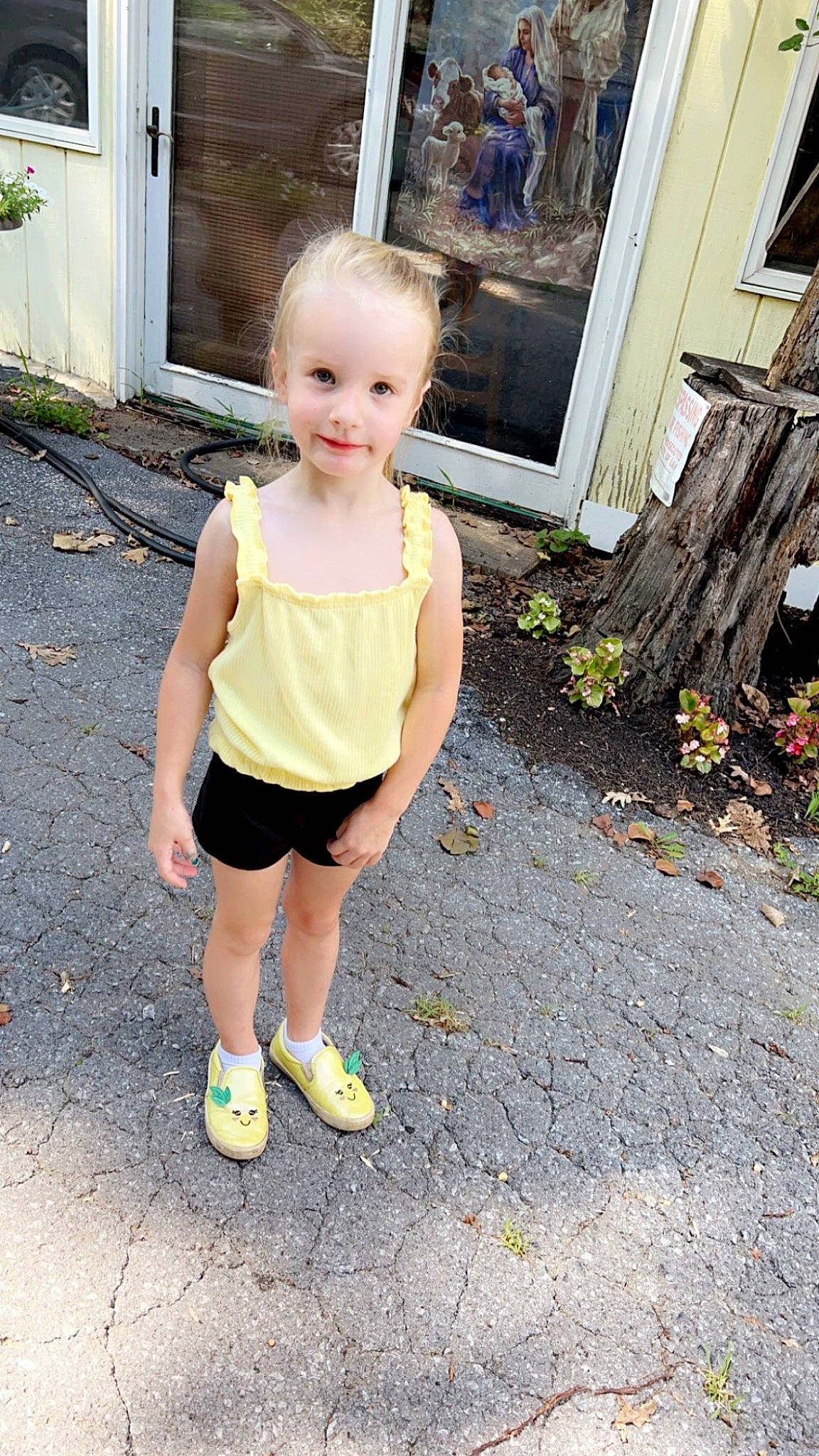 Serenity joined the competition — help win amazing prizes! asphalt, baby_toddler_clothing, child, door, fun, grass, happy, human_body, human_leg, joy, knee, leisure, pattern, people_in_nature, person, plant, road_surface, shorts, sidewalk, t_shirt