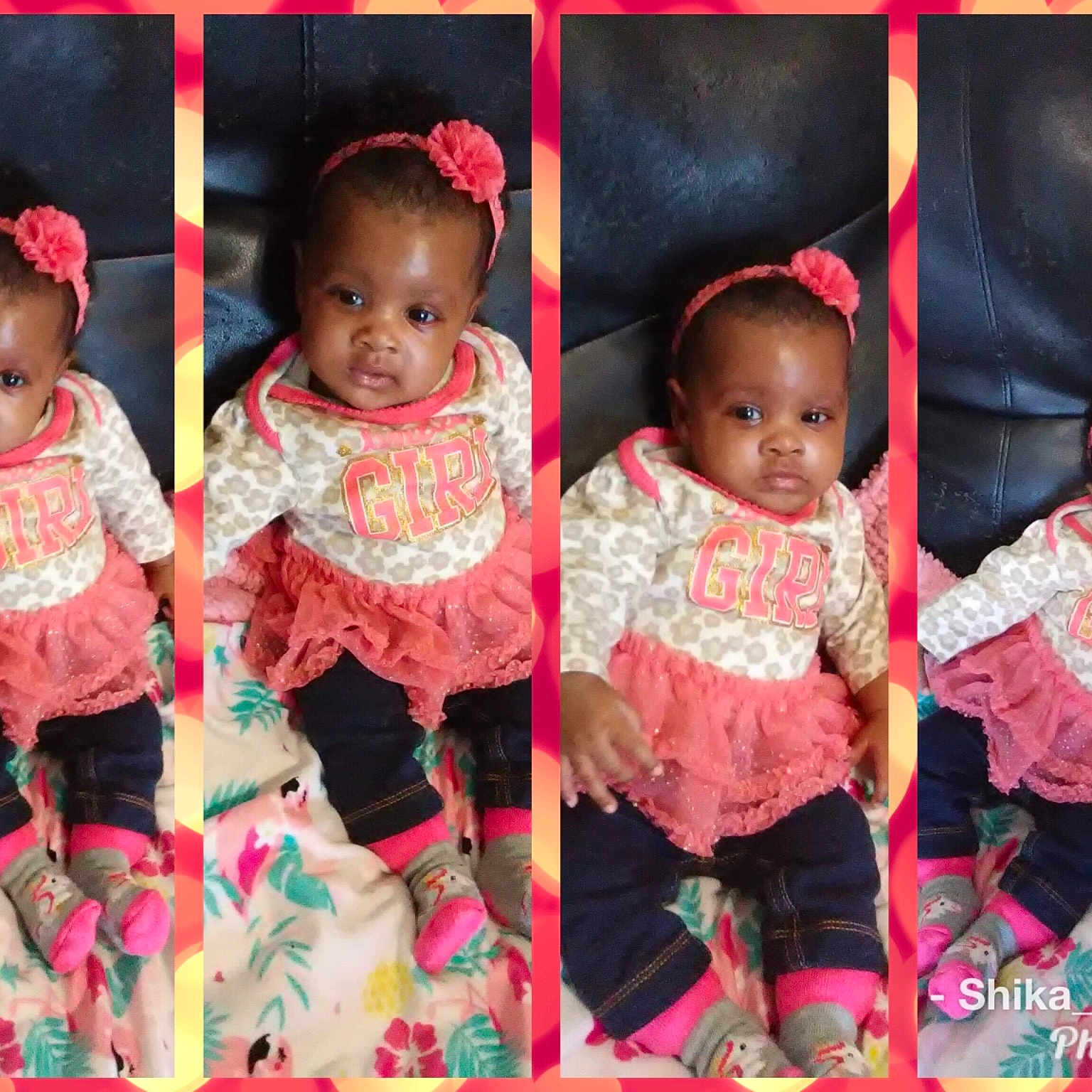 Sereniti is registered to the contest to win money with this photo: art, baby, child, collage, magenta, pattern, person, photomontage, pink, play, skin, smile, textile, toddler