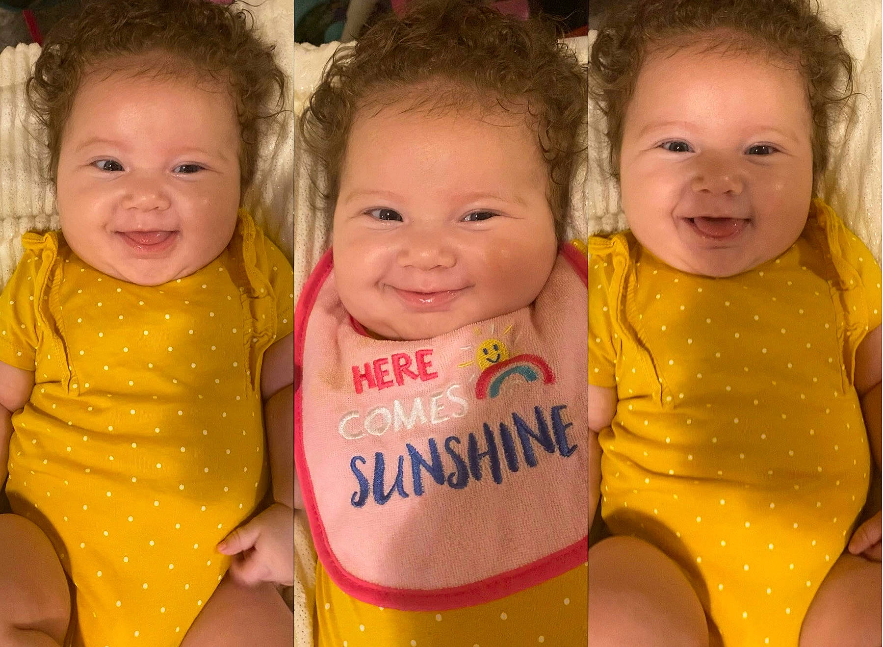 Jocelynn is registered to the contest to win money with this photo: baby_toddler_clothing, cheek, clothing, dress, face, facial_expression, hair, happy, head, human, human_body, joy, neck, nose, organ, person, product, skin, sleeve, smile