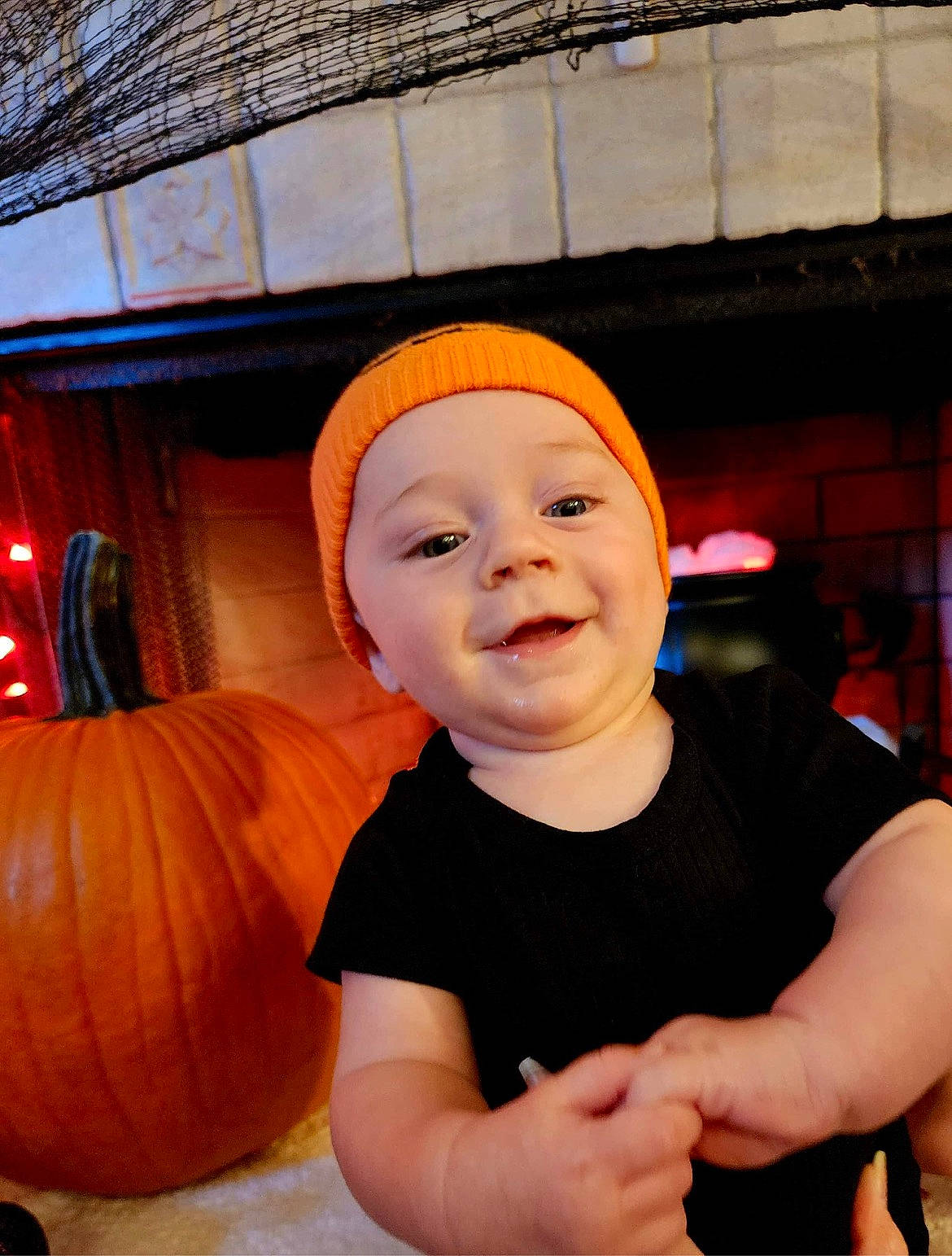 Jaeger joined the competition — help win amazing prizes! calabaza, child, cucurbita, facial_expression, flash_photography, fun, gourd, happy, hat, headgear, headwear, joy, natural_foods, orange, person, plant, pumpkin, smile, squash, toddler