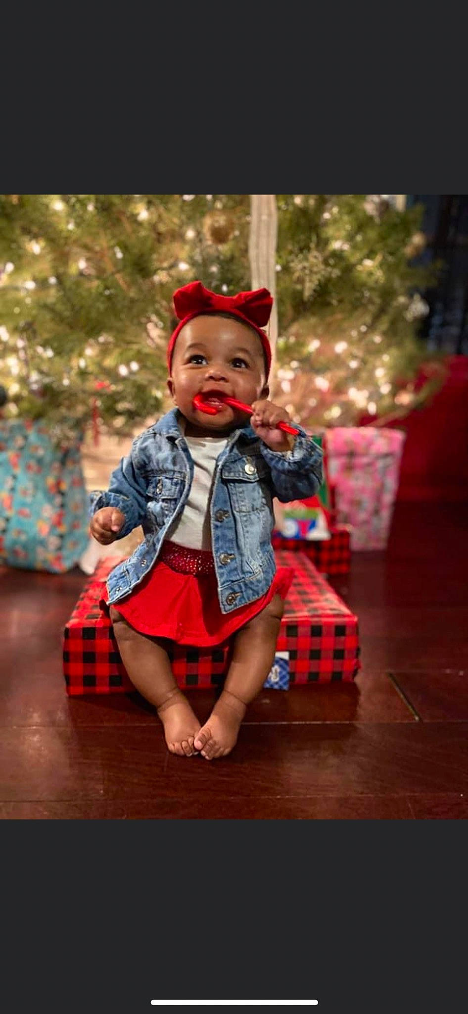 Saphora joined the competition — help win amazing prizes! baby, christmas_decoration, christmas_ornament, christmas_tree, event, face, fun, happy, head, ornament, pattern, person, pink, plaid, smile, tartan, textile, toddler, tree, winter