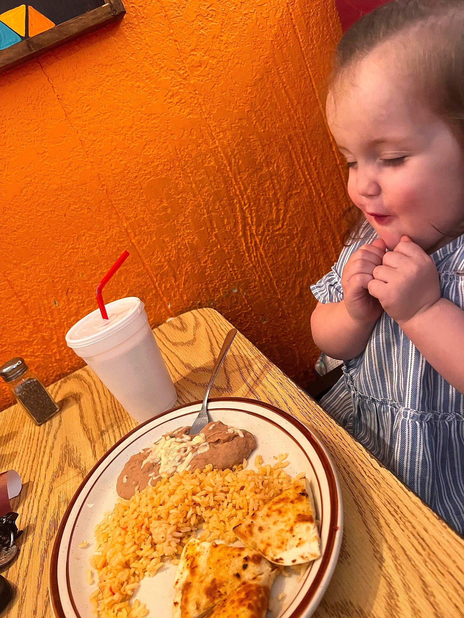 Marilyn joined the competition — help win amazing prizes! baby, baby_toddler_clothing, chair, comfort_food, cuisine, dish, food, food_craving, fork, fried_rice, ingredient, junk_food, person, plate, recipe, rice, spiced_rice, staple_food, table, tableware