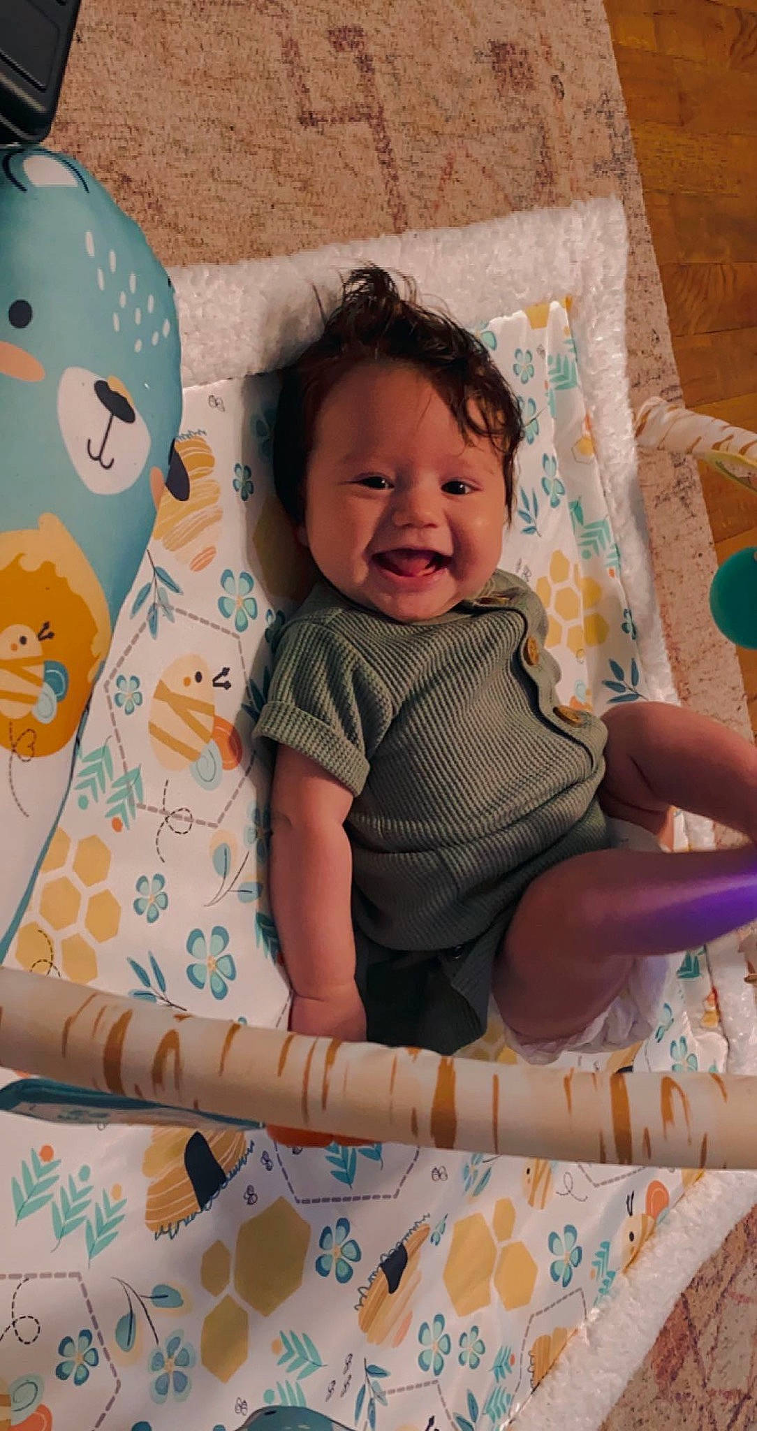 Brooks is registered to the contest to win money with this photo: baby, baby_toddler_clothing, cheek, child, comfort, couch, eye, face, hairstyle, happy, head, iris, pattern, people, person, pink, product, skin, smile, textile