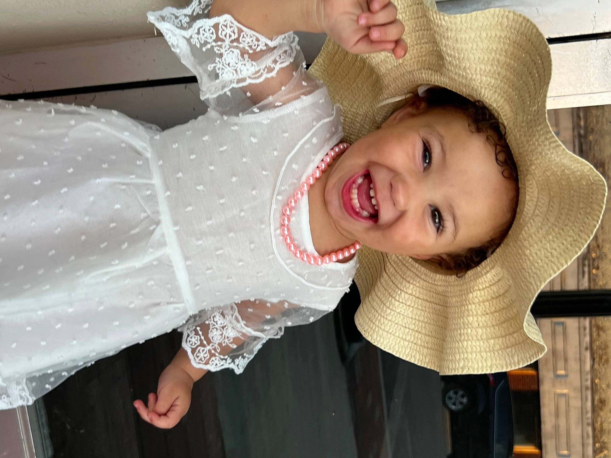 Jesslyn is registered to the contest to win money with this photo: beauty, bridal_accessory, cap, child, event, fashion_accessory, flash_photography, fun, happy, hat, headgear, jewellery, joy, laugh, lip, organ, pattern, person, portrait_photography, smile