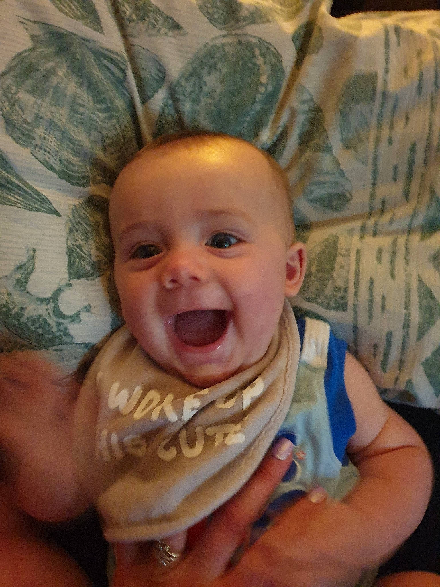 Hunter is registered to the contest to win money with this photo: baby, cheek, child, chin, face, facial_expression, forehead, fun, head, laugh, mouth, muscle, nose, person, skin, smile, toddler