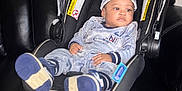 Vontray joined the competition — help win amazing prizes! baby, blue_outfit, car_seat, child, clothing, comfort, cute, footwear, hat, indoor, infant, leather_couch, person, portrait, relaxed, seatbelt, sitting, striped, warning_label, young_child