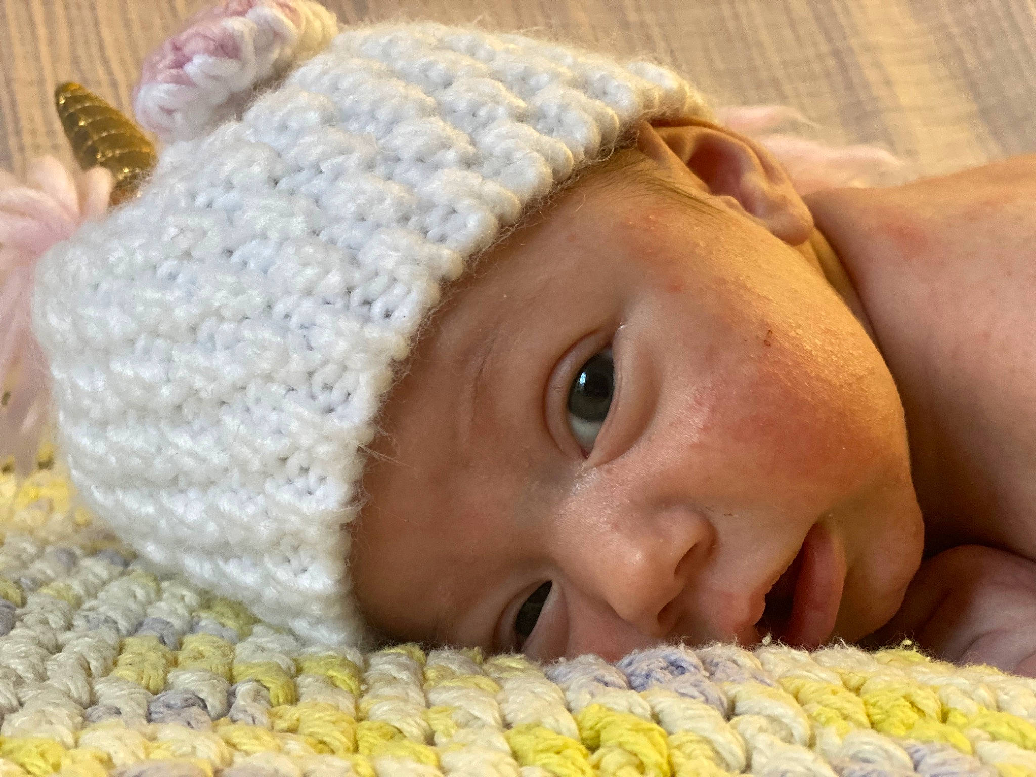 Kyra joined the competition — help win amazing prizes! baby, baby_sleeping, cap, child, comfort, face, facial_expression, finger, happy, headgear, headwear, iris, linens, lip, mouth, nose, people_in_nature, person, skin, smile