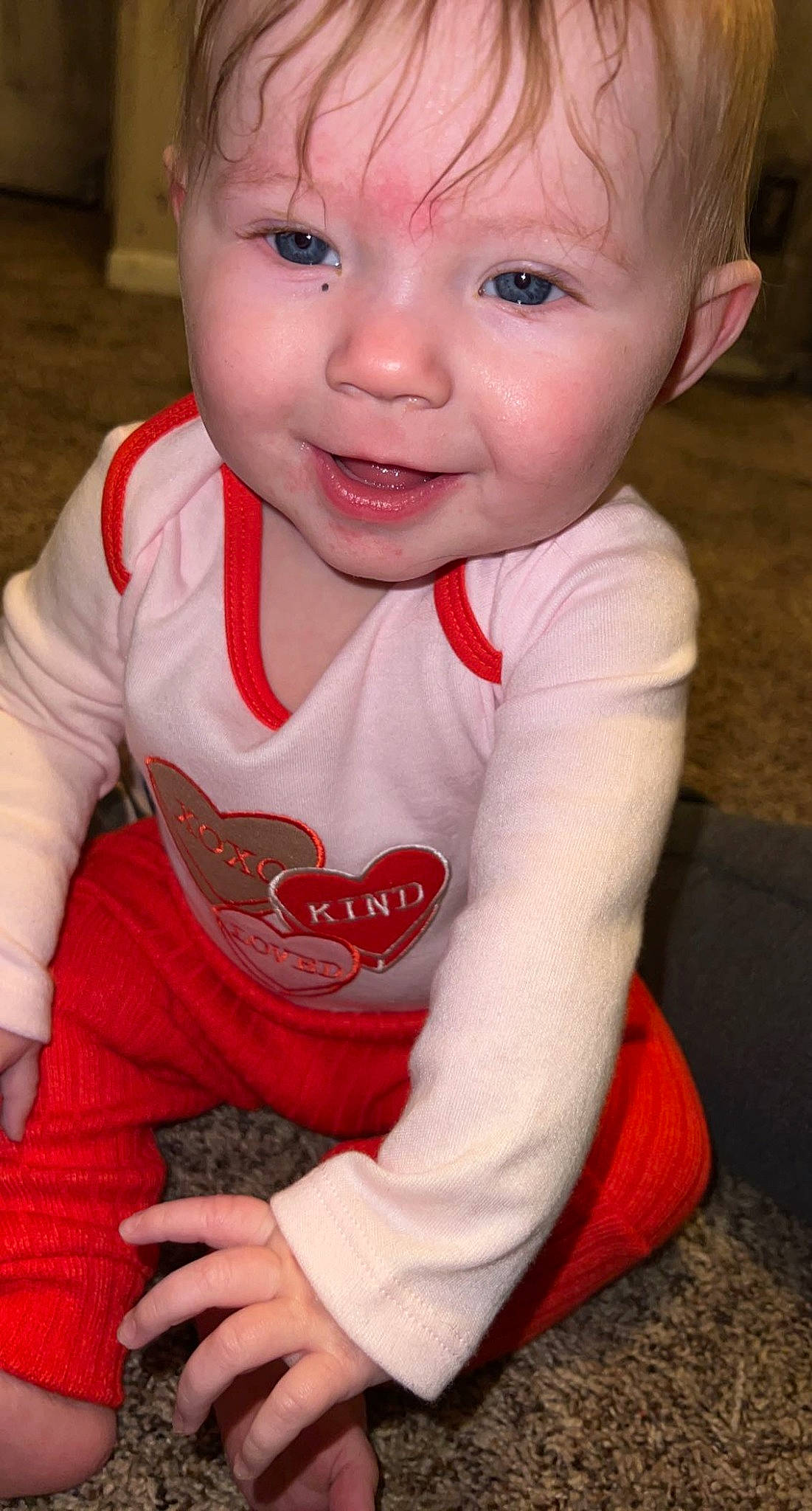 Estella joined the competition — help win amazing prizes! arm, baby_toddler_clothing, cheek, chin, cool, eye, finger, hair, happy, head, human_body, iris, lip, mouth, neck, nose, person, skin, sleeve, smile