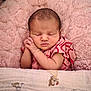 Isabella is registered to the contest to win money with this photo: newborn, baby, sleeping, blanket, pink, soft, cozy, infant, face, hands, clothing, portrait, cute, child, rest, peaceful, toddler, pattern, illustration, fabric