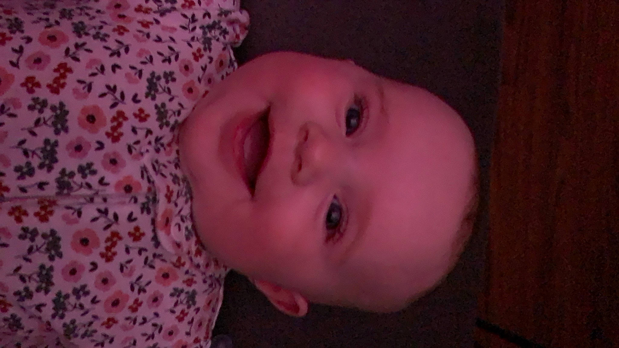 Catherine is registered to the contest to win money with this photo: baby, baby_toddler_clothing, cheek, child, chin, ear, eyebrow, eyelash, flash_photography, forehead, human_body, iris, joy, lip, mouth, nose, person, pink, purple, skin