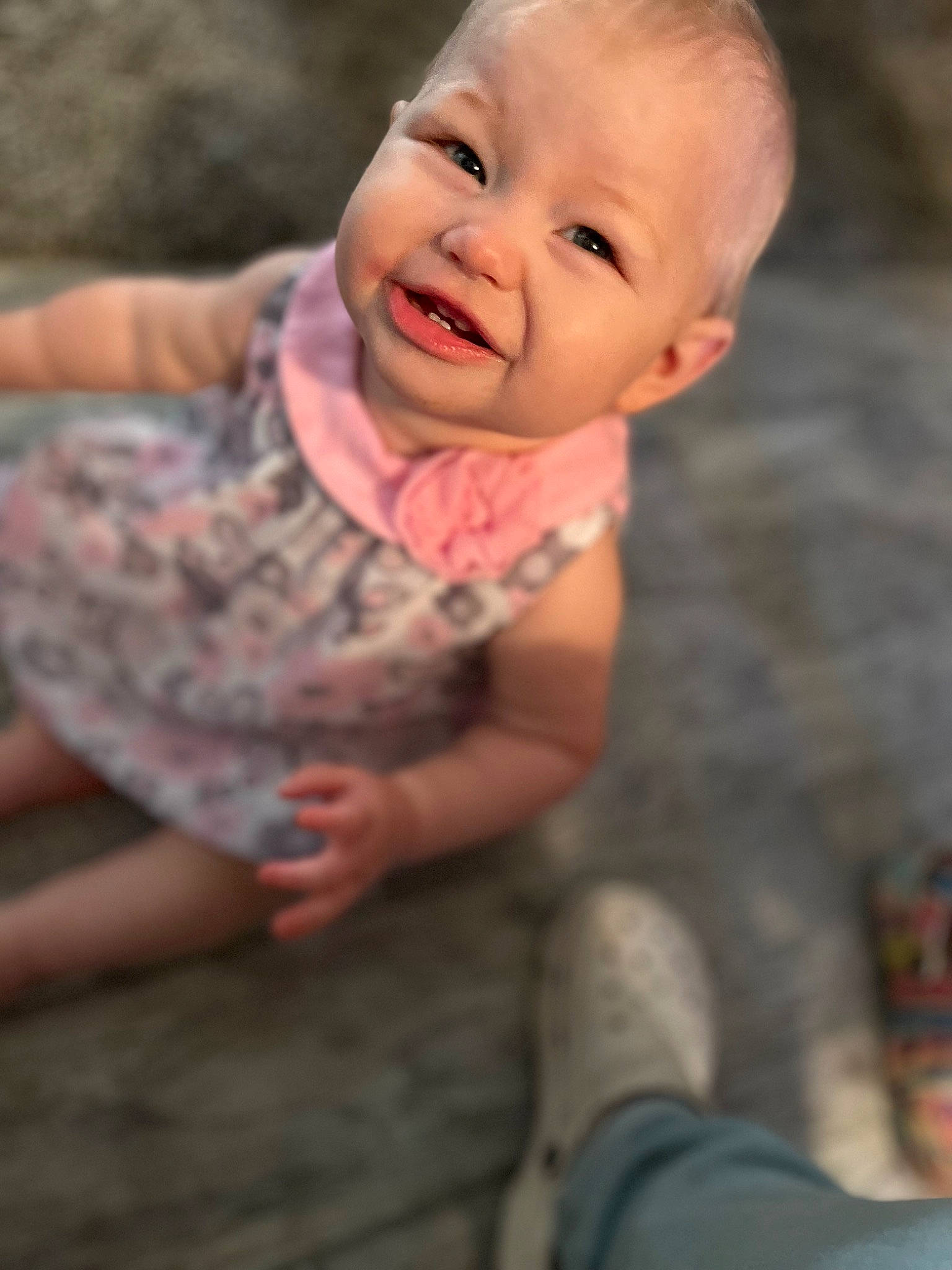 Sophie joined the competition — help win amazing prizes! baby, baby_toddler_clothing, cheek, child, flash_photography, flooring, foot, fun, gesture, grass, happy, human_leg, lip, nose, people_in_nature, person, sitting, skin, smile, thumb