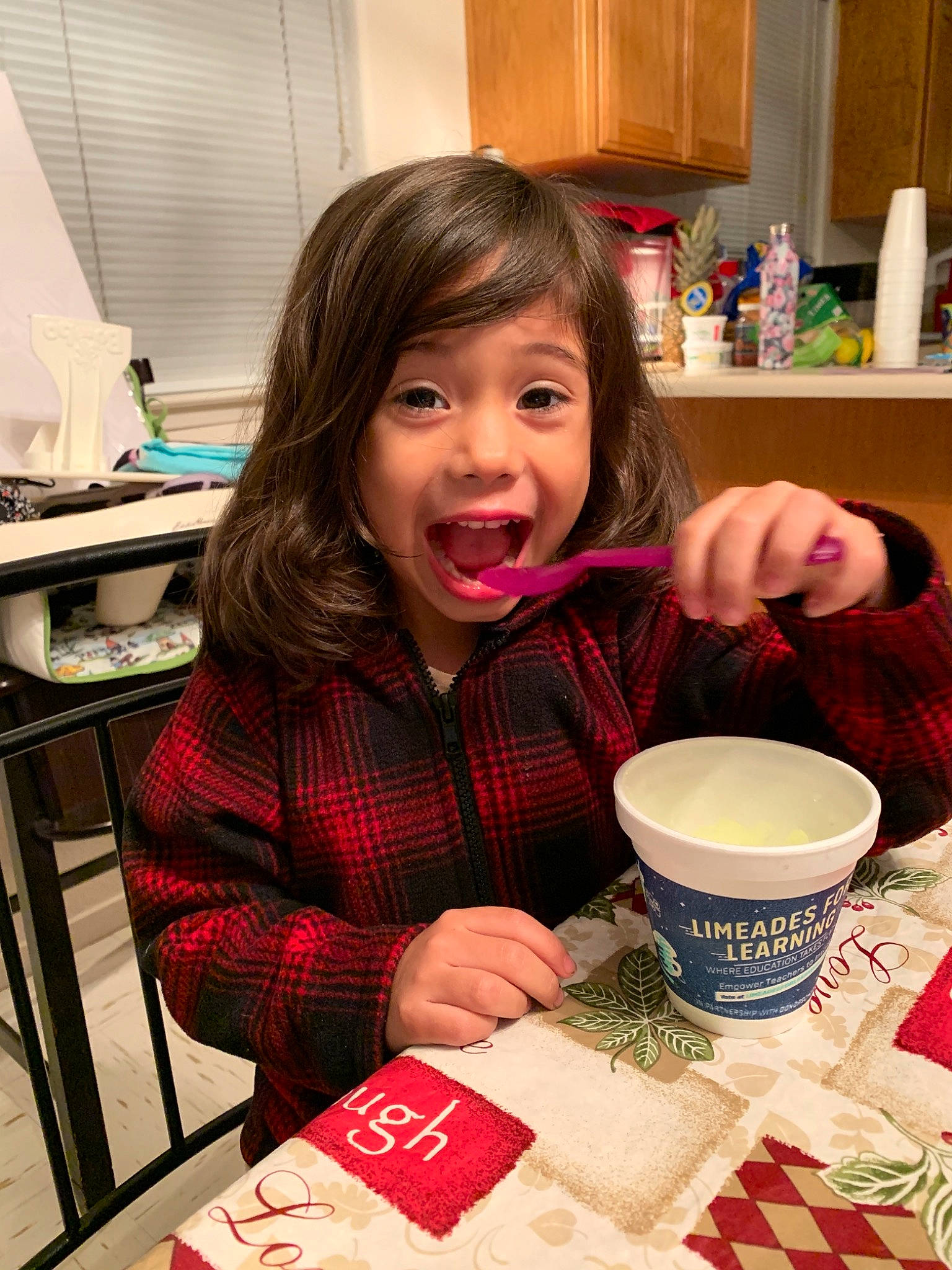 Emerie joined the competition — help win amazing prizes! brown_hair, child, eating, food, fun, girl, person, skin, smile, toddler