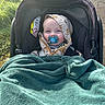 baby, blanket, chicco, child, comfort, cozy, cute, greenery, happy, hood, infant, jacket, nature, outdoor, pacifier, path, portrait, smile, stroller, sunlight