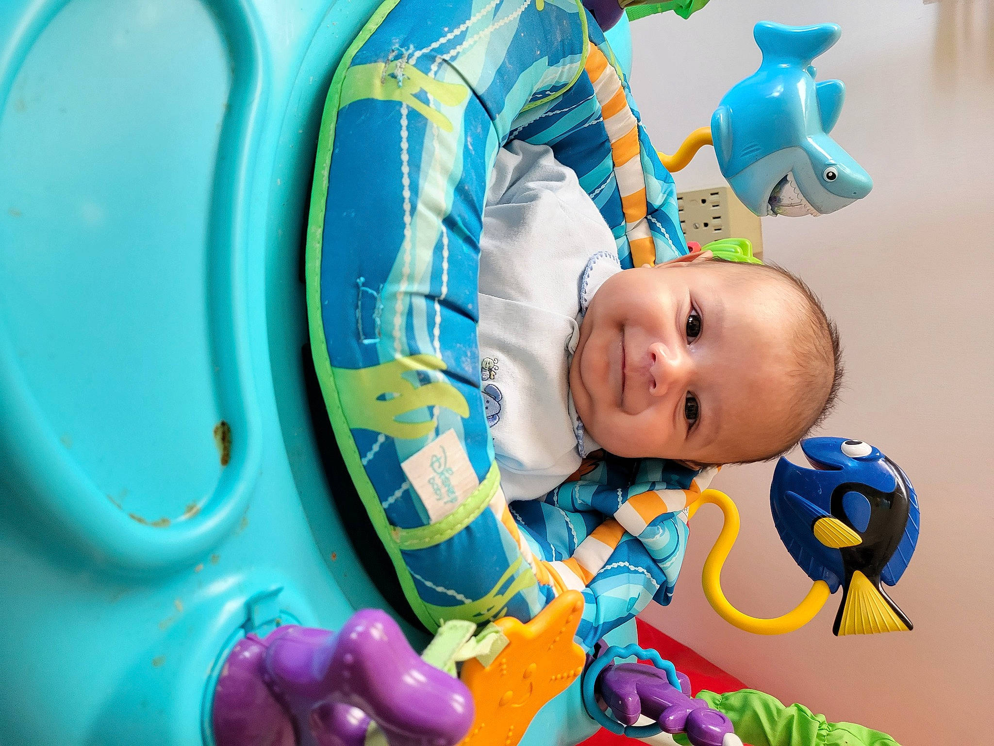 Alonso joined the competition — help win amazing prizes! aqua, azure, baby, baby_products, baby_safety, baby_toddler_clothing, child, electric_blue, eye, fun, green, happy, joy, leisure, person, photograph, play, product, purple, smile