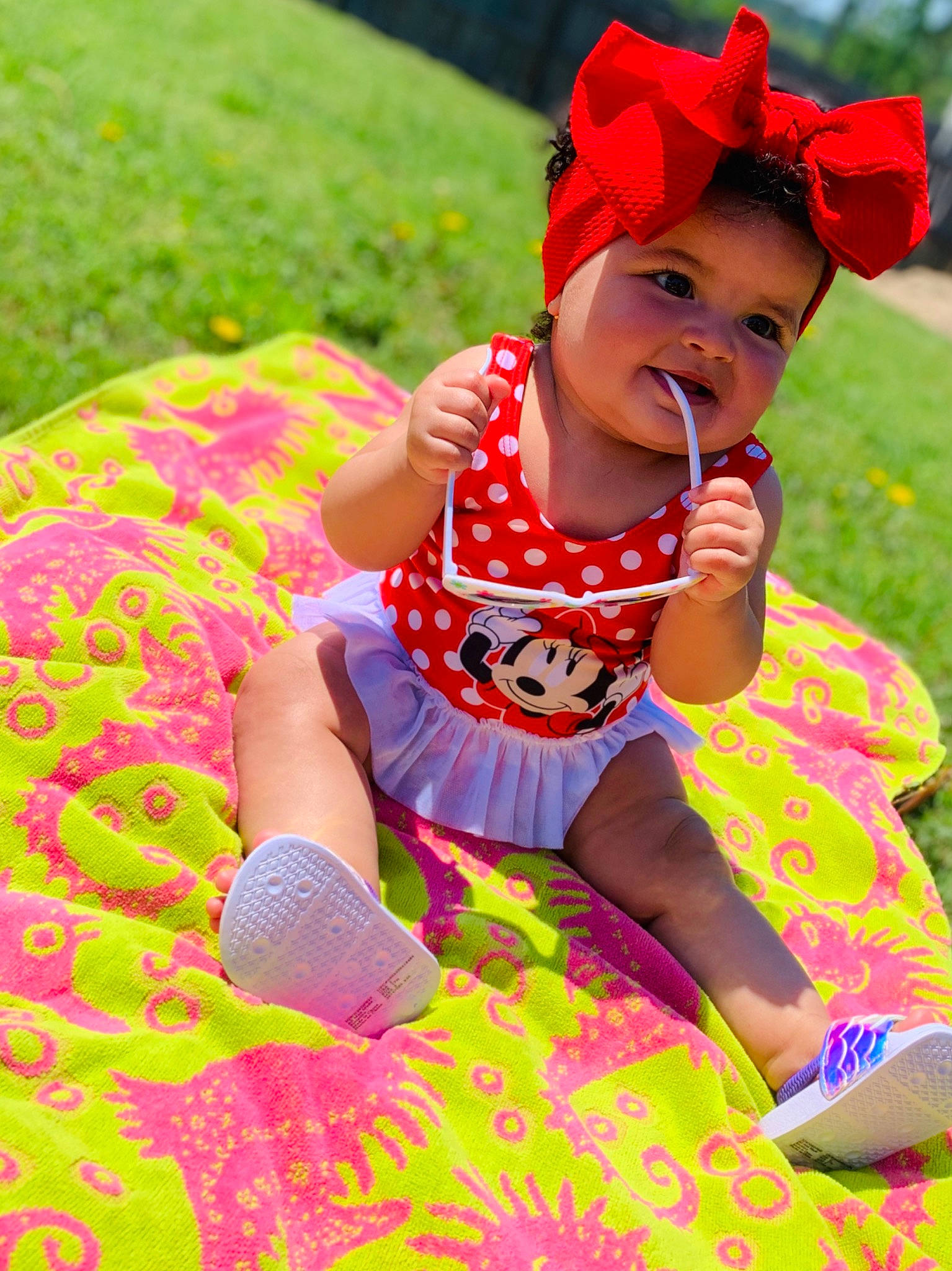 Nailah joined the competition — help win amazing prizes! child, grass, happy, headgear, headwear, pattern, person, pink, play, polka_dot, toddler