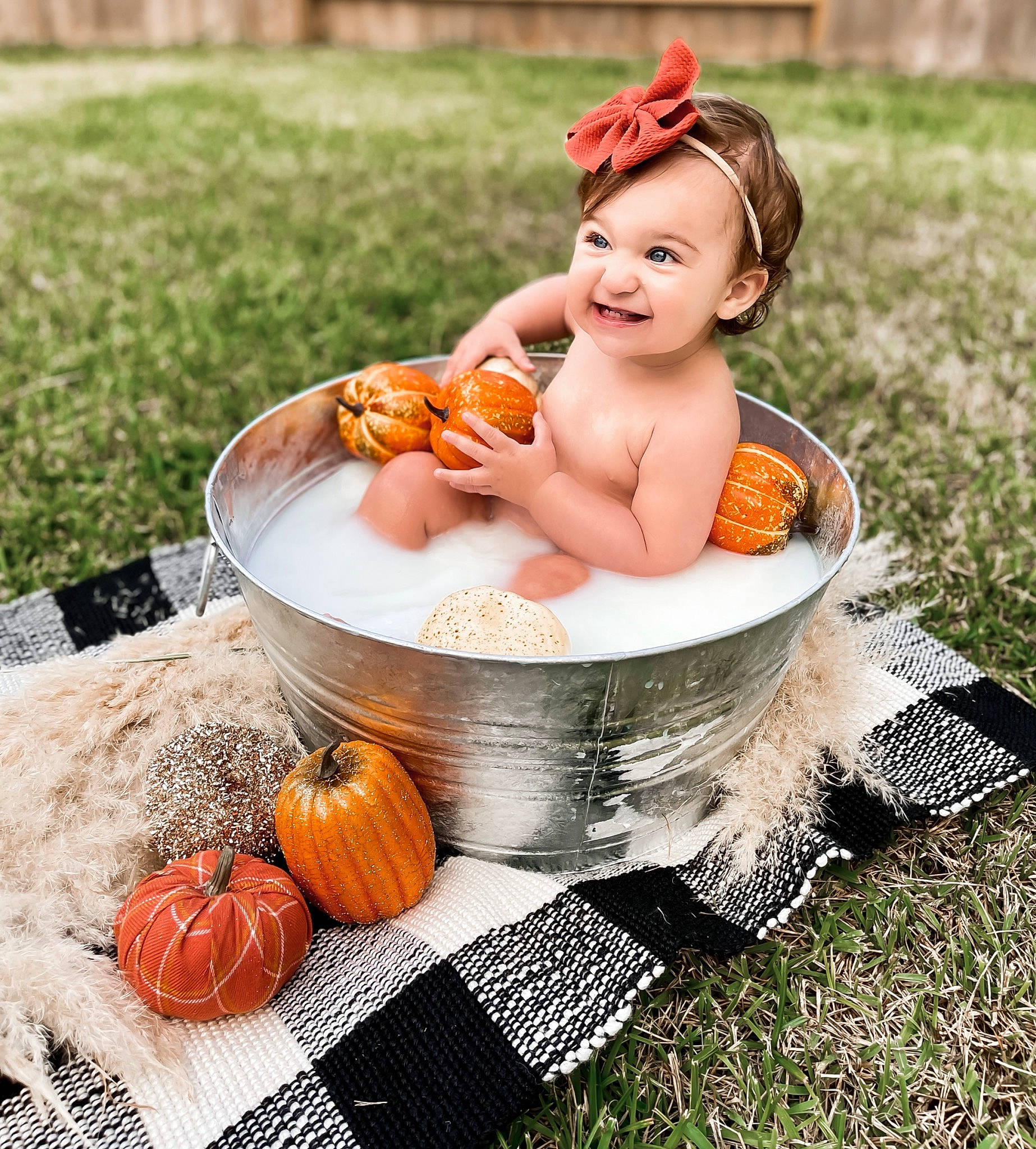 Jentry joined the competition — help win amazing prizes! baby, bathing, calabaza, cooking, cucurbita, cuisine, food, fruit, gourd, grass, happy, headwear, joy, natural_foods, orange, people_in_nature, person, plant, pumpkin, smile