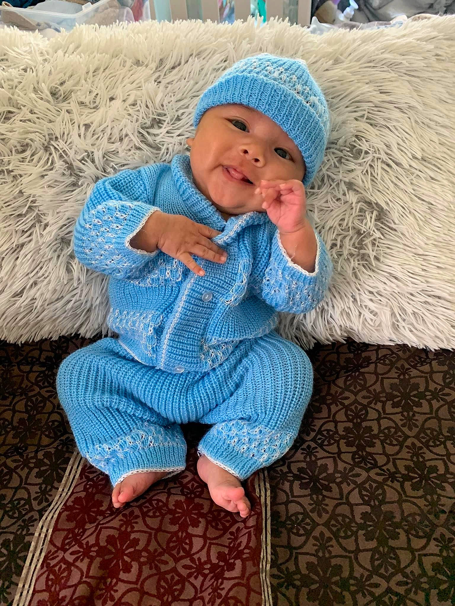 Mark joined the competition — help win amazing prizes! azure, baby, baby_toddler_clothing, blue, cap, child, electric_blue, eye, face, grass, happy, head, headwear, human_body, leisure, people_in_nature, person, skin, smile, toddler