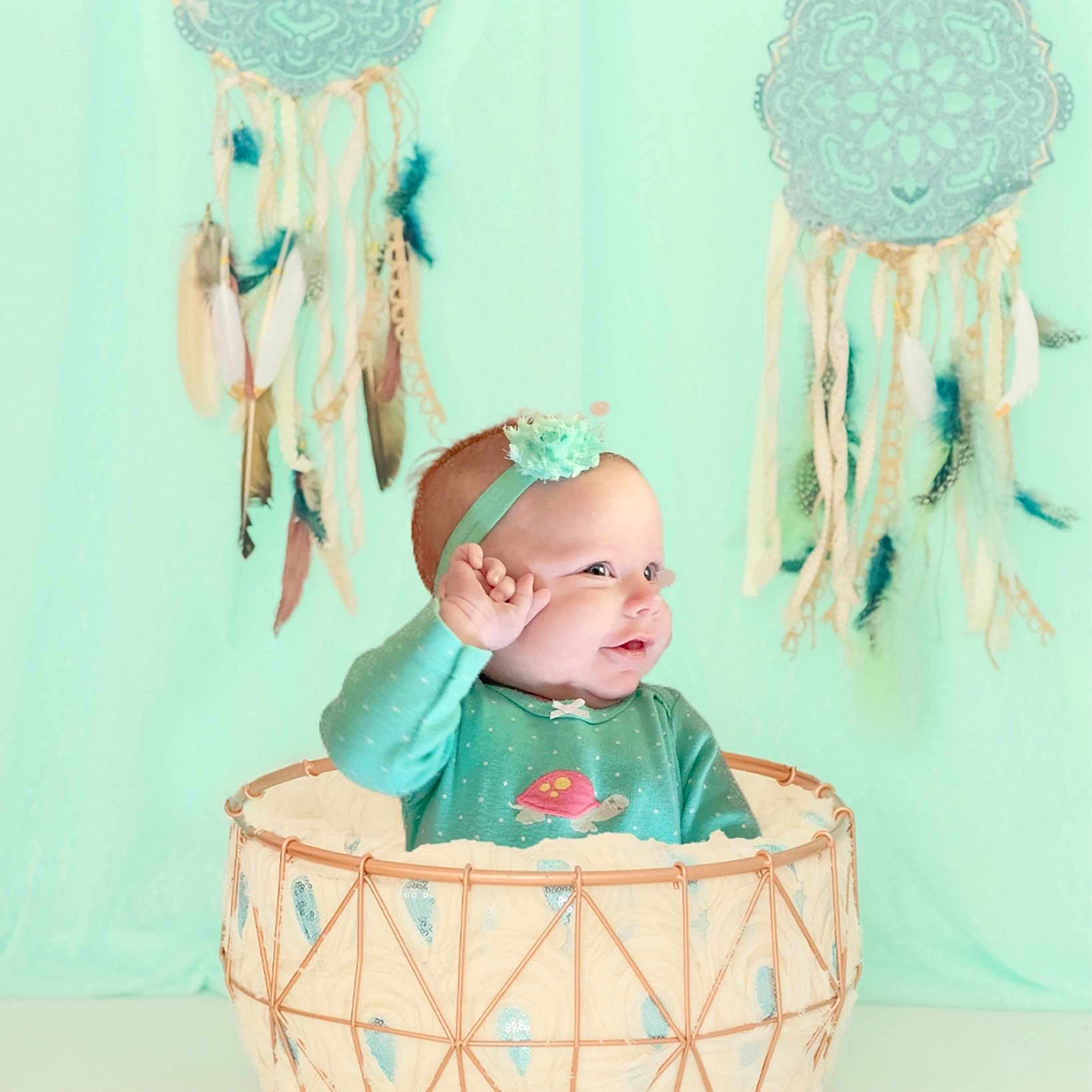 Huxley joined the competition — help win amazing prizes! aqua, art, azure, baby, baby_toddler_clothing, blue, child, event, fashion_accessory, green, happy, magenta, organ, pattern, pink, product, purple, room, textile, toddler