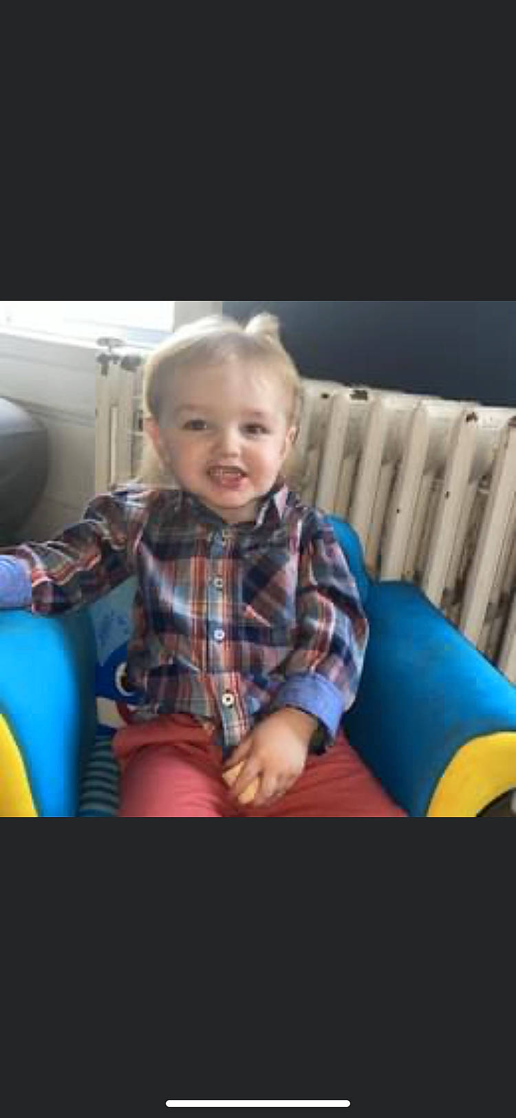 Leon joined the competition — help win amazing prizes! baby, baby_toddler_clothing, child, comfort, couch, electric_blue, face, flooring, fun, happy, joy, lap, pattern, person, plaid, play, sitting, sleeve, smile, t_shirt