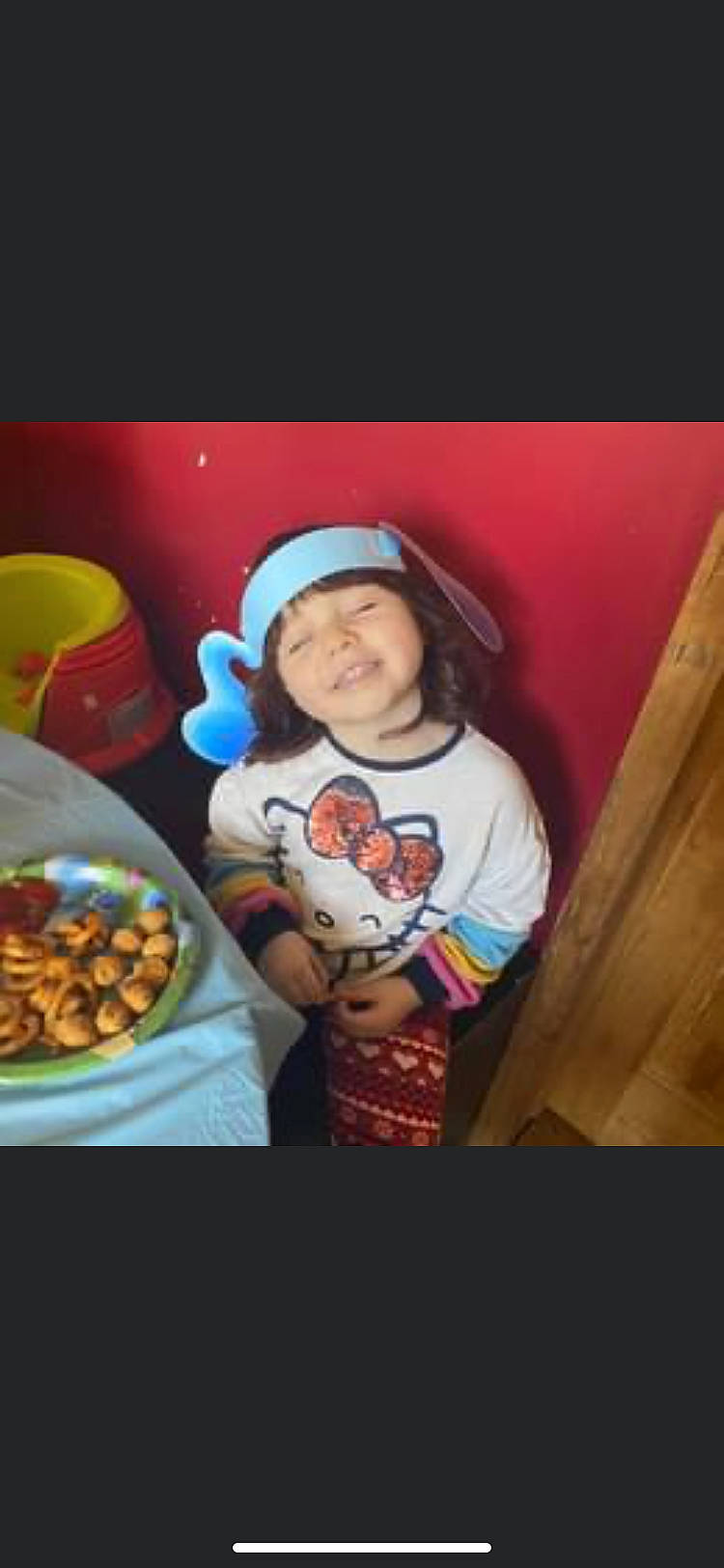 Sherry is registered to the contest to win money with this photo: baseball_cap, bowl, cap, child, cuisine, dish, flash_photography, food, fruit, fun, happy, headwear, ingredient, joy, natural_foods, nut, person, sitting, sleeve, smile