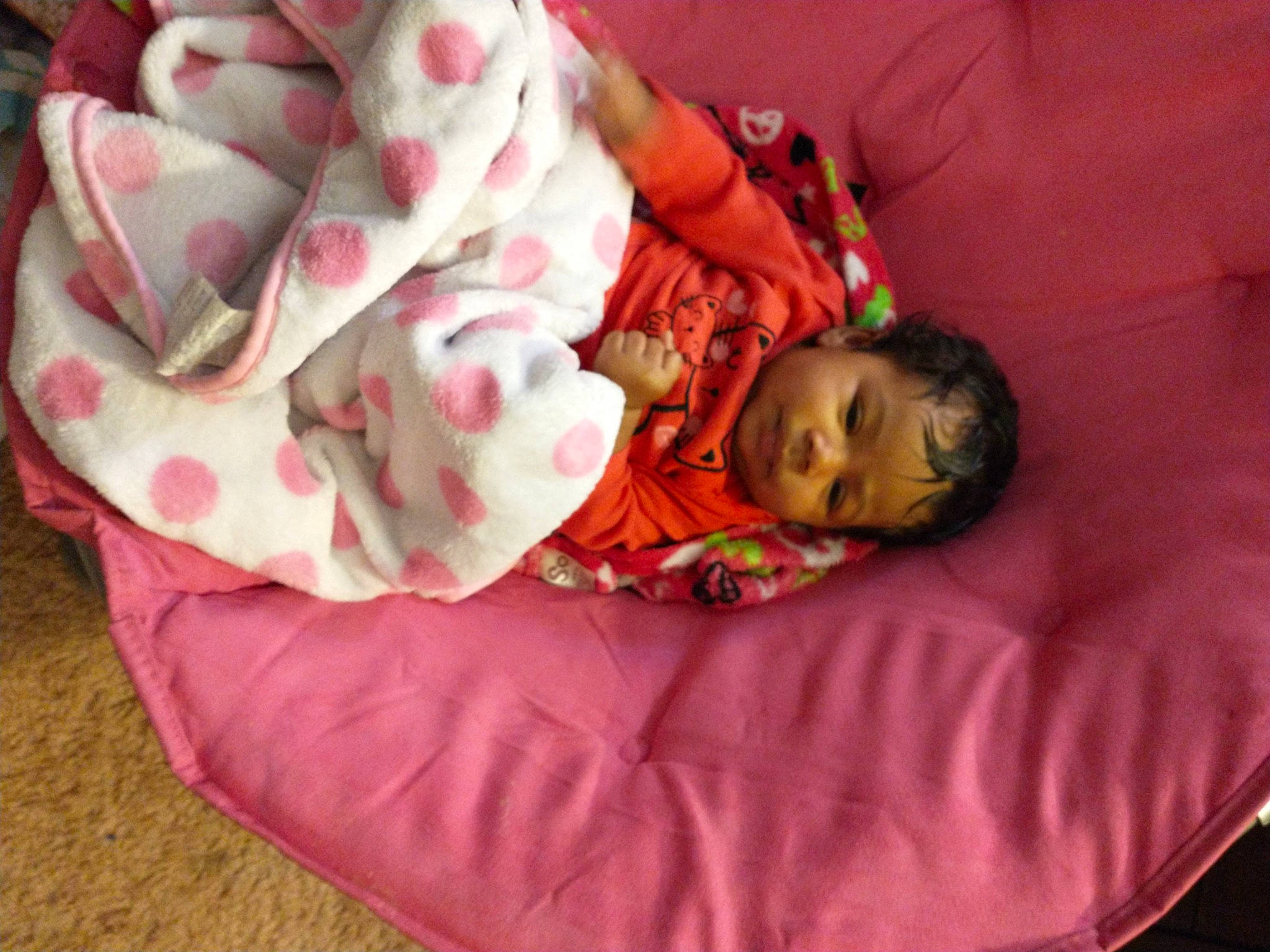 Zyla joined the competition — help win amazing prizes! baby, baby_products, baby_sleeping, baby_toddler_clothing, bed, bed_sheet, bedding, bedtime, carmine, child, comfort, couch, event, linens, magenta, nap, person, pink, room, sitting