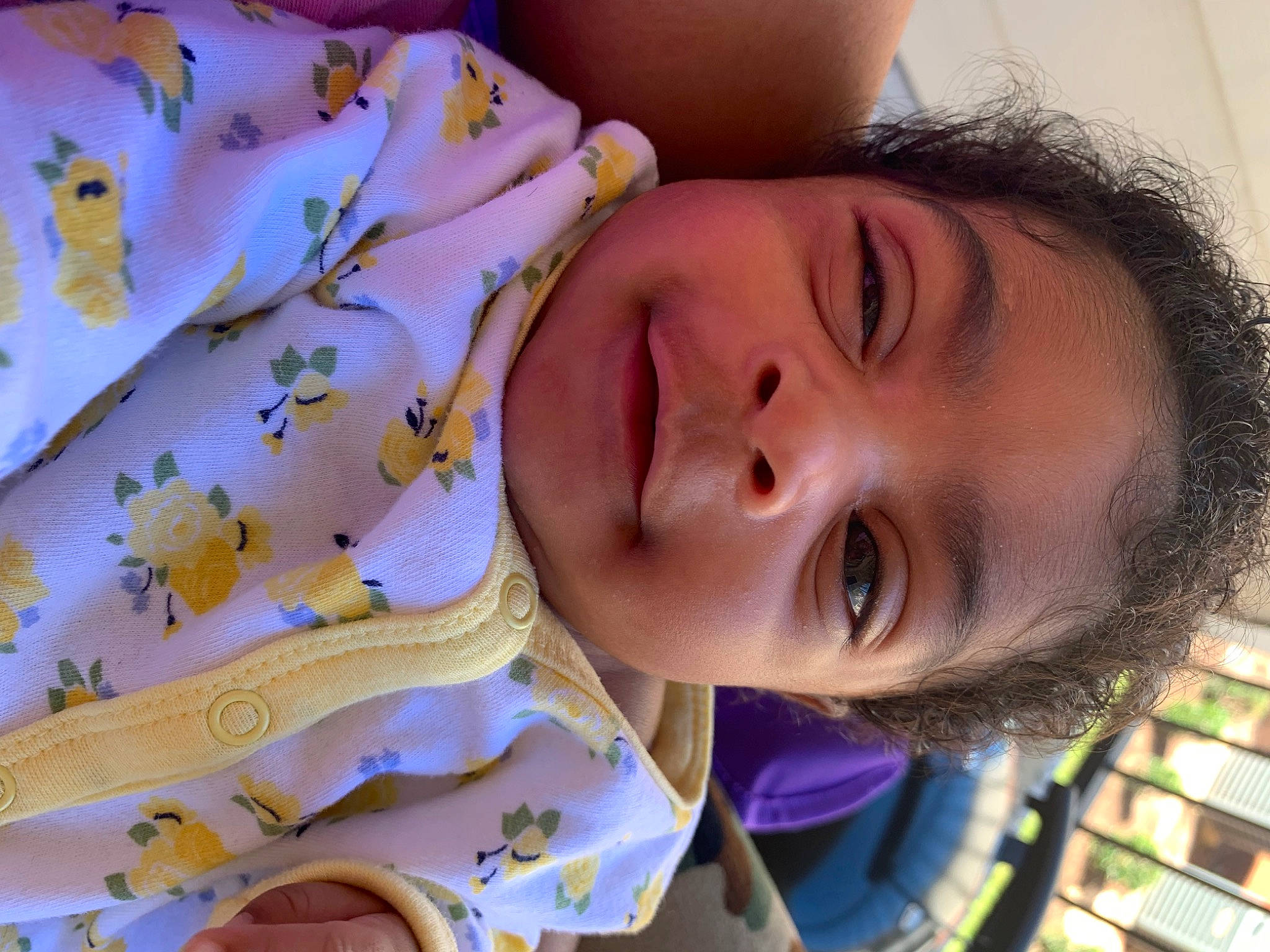 Hazel is registered to the contest to win money with this photo: baby, baby_toddler_clothing, cheek, chin, eyebrow, eyelash, forehead, happy, human_body, iris, joy, lip, mouth, neck, nose, person, plant, skin, smile, textile