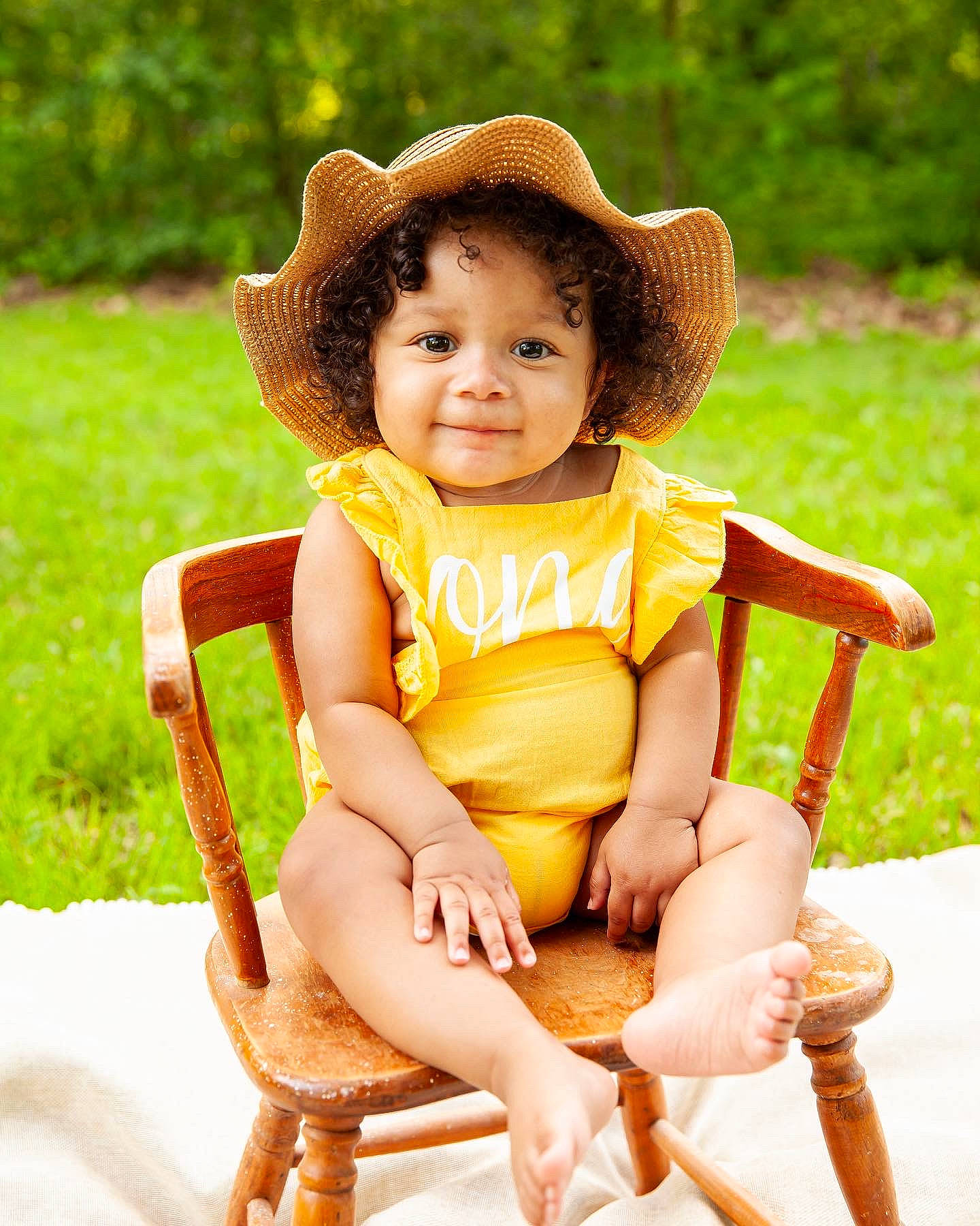 Brooklyn joined the competition — help win amazing prizes! baby, baby_toddler_clothing, chair, fedora, grass, happy, hat, head, human_body, leg, leisure, people_in_nature, person, plant, shorts, skin, smile, summer, sun_hat, thigh