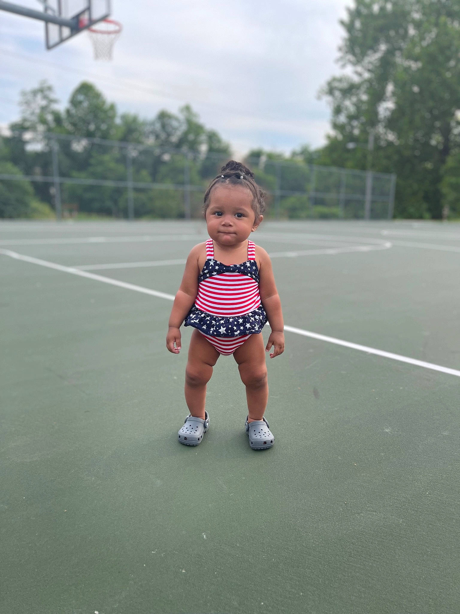 Brooklyn joined the competition — help win amazing prizes! asphalt, baby, child, fun, grass, happy, hat, human_leg, knee, leisure, pedestrian, person, recreation, road, road_surface, shorts, sky, thigh, toddler, tree
