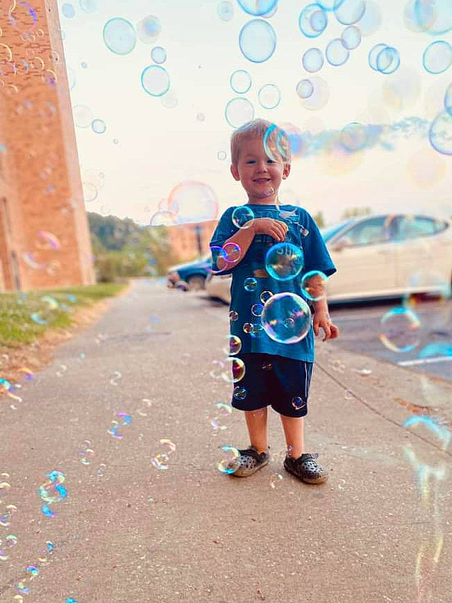 Mav Lee joined the competition — help win amazing prizes! asphalt, azure, child, electric_blue, fun, happy, joy, leisure, pattern, people_in_nature, person, recreation, road, shorts, sky, smile, standing, summer, t_shirt, tints_and_shades