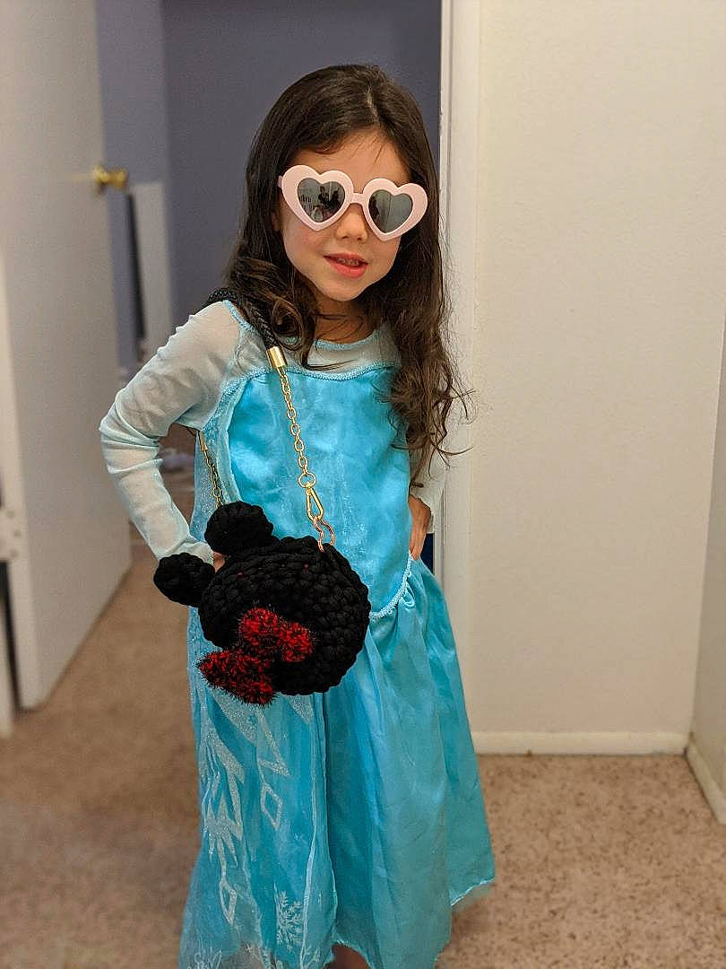 Aurelia joined the competition — help win amazing prizes! blue, child, clothing, costume, dress, eyewear, fashion_accessory, fashion_design, fur, glasses, outerwear, pattern, person, shoulder, sleeve, sunglasses, teal, textile, toddler, turquoise