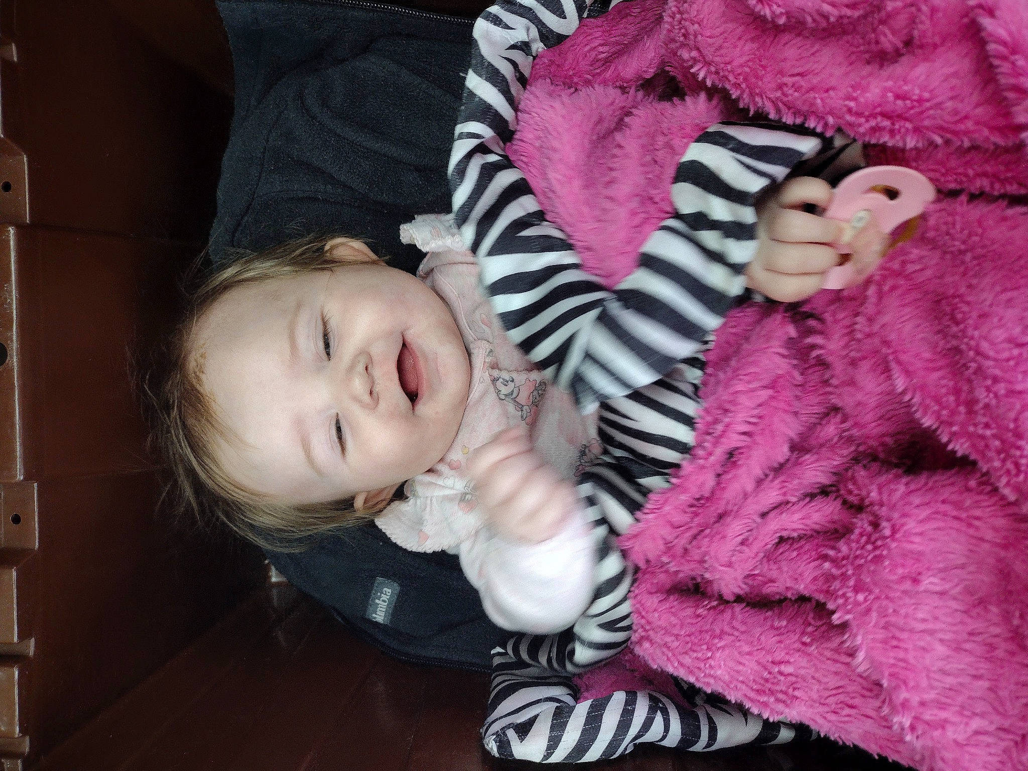 Calliope joined the competition — help win amazing prizes! baby, baby_toddler_clothing, cheek, clothing, comfort, cool, eye, eyebrow, eyelash, facial_expression, head, headgear, iris, lip, person, pink, purple, skin, sleeve, textile