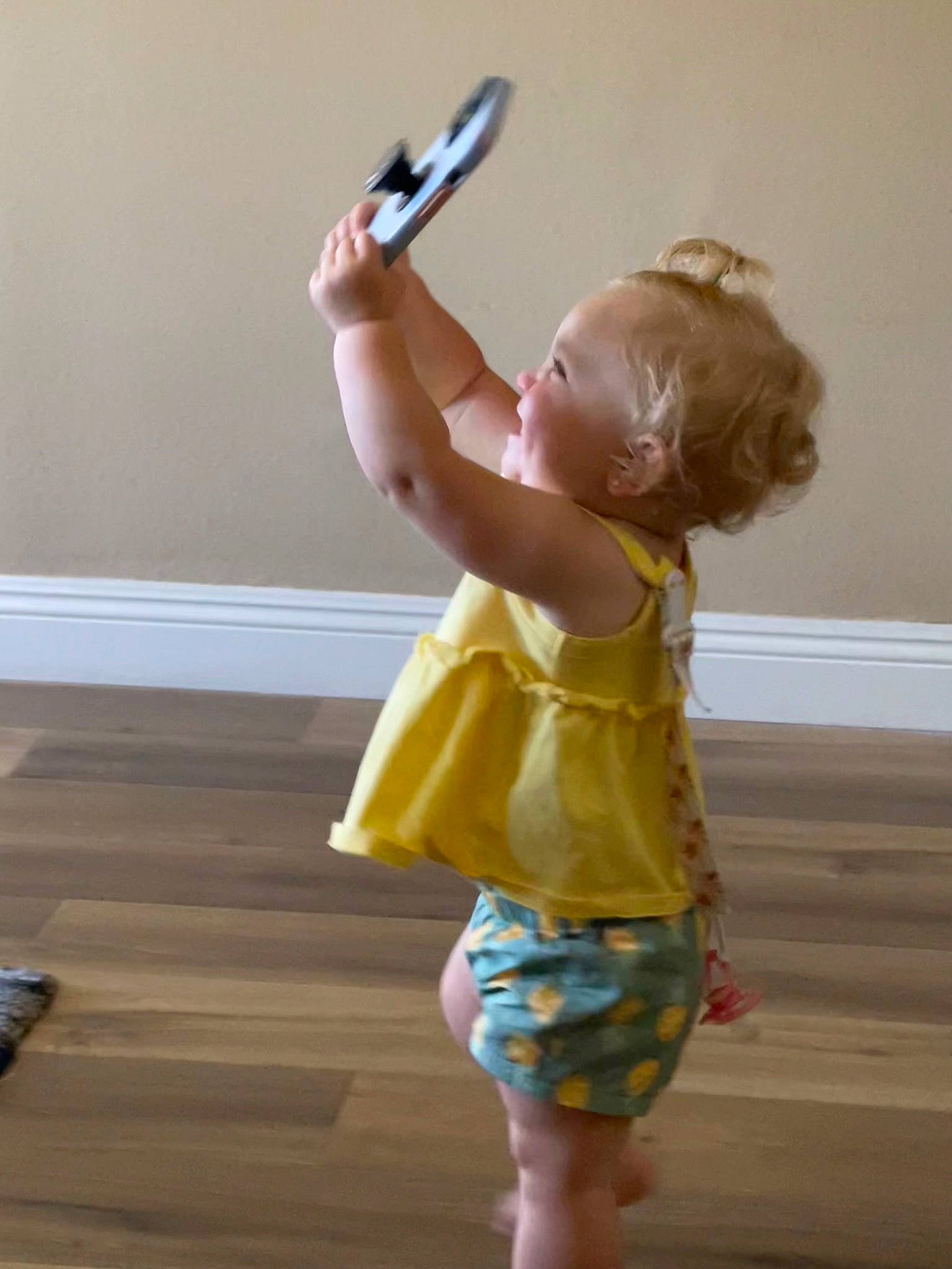 Mckenzie joined the competition — help win amazing prizes! baby_toddler_clothing, barefoot, child, elbow, fashion_design, finger, flooring, fun, gesture, happy, human_leg, knee, leg, person, play, shoulder, sleeve, thigh, toddler, waist