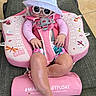 Emersyn joined the competition — help win amazing prizes! baby, floatation_device, sunglasses, hat, pink, swimwear, child, poolside, relaxing, sun_protection, legs, feet, outdoor, summer, sunscreen, fabric, seat, cushion, toddler, person