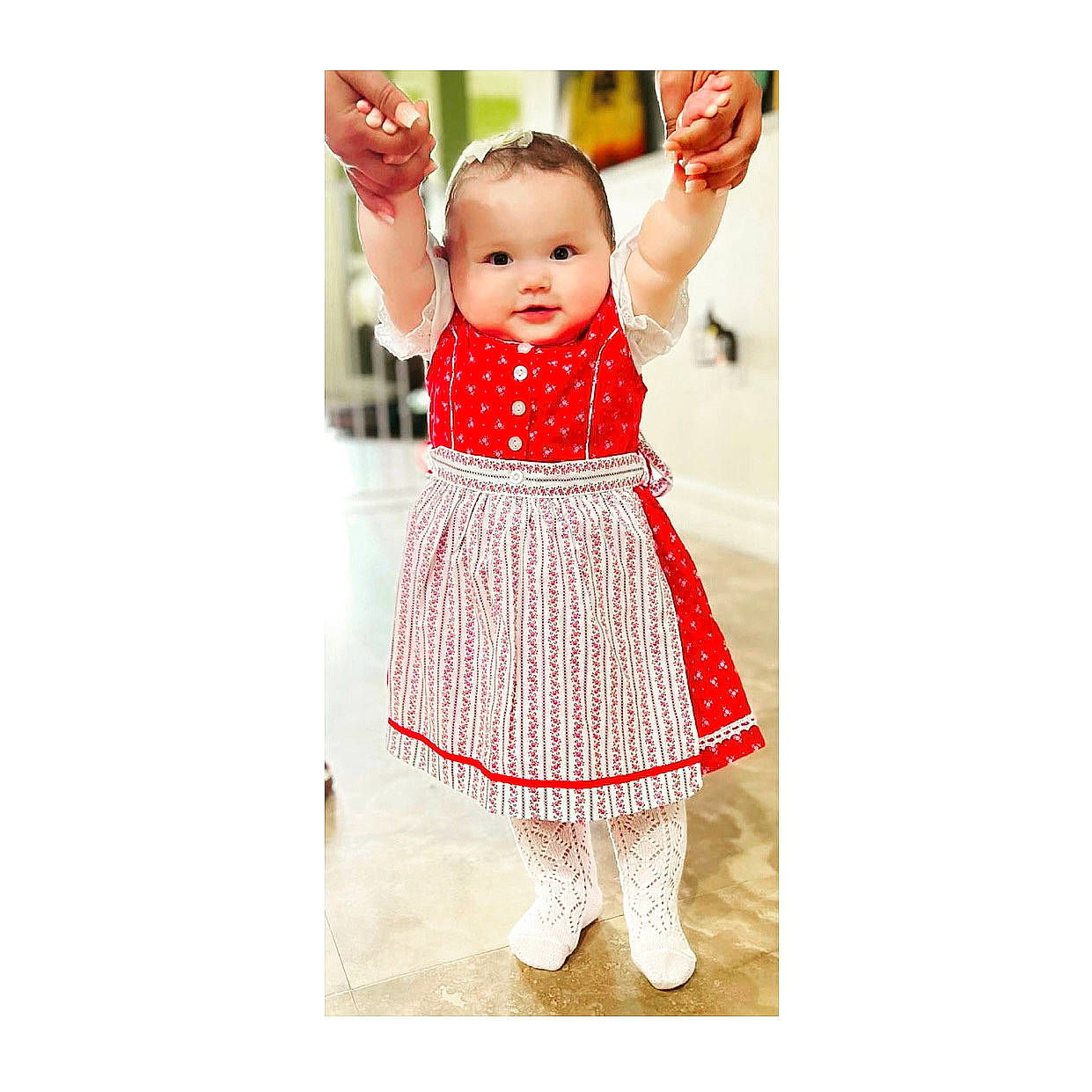 Sofia is registered to the contest to win money with this photo: baby, baby_products, baby_toddler_clothing, child, cocktail_dress, day_dress, dress, event, fashion_accessory, fashion_design, font, happy, magenta, one_piece_garment, pattern, peach, person, sleeve, textile, toddler