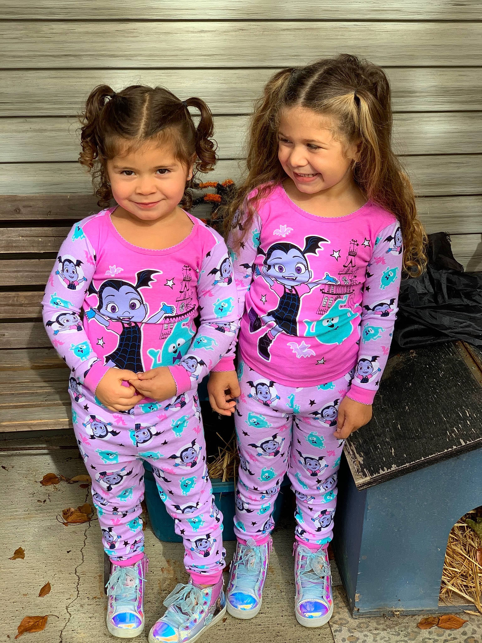 Frankie Marie is registered to the contest to win money with this photo: baby_toddler_clothing, child, daughter, joy, leggings, pajamas, pattern, people, person, personal_protective_equipment, pink, sibling, sleeve, smile, sportswear, toddler