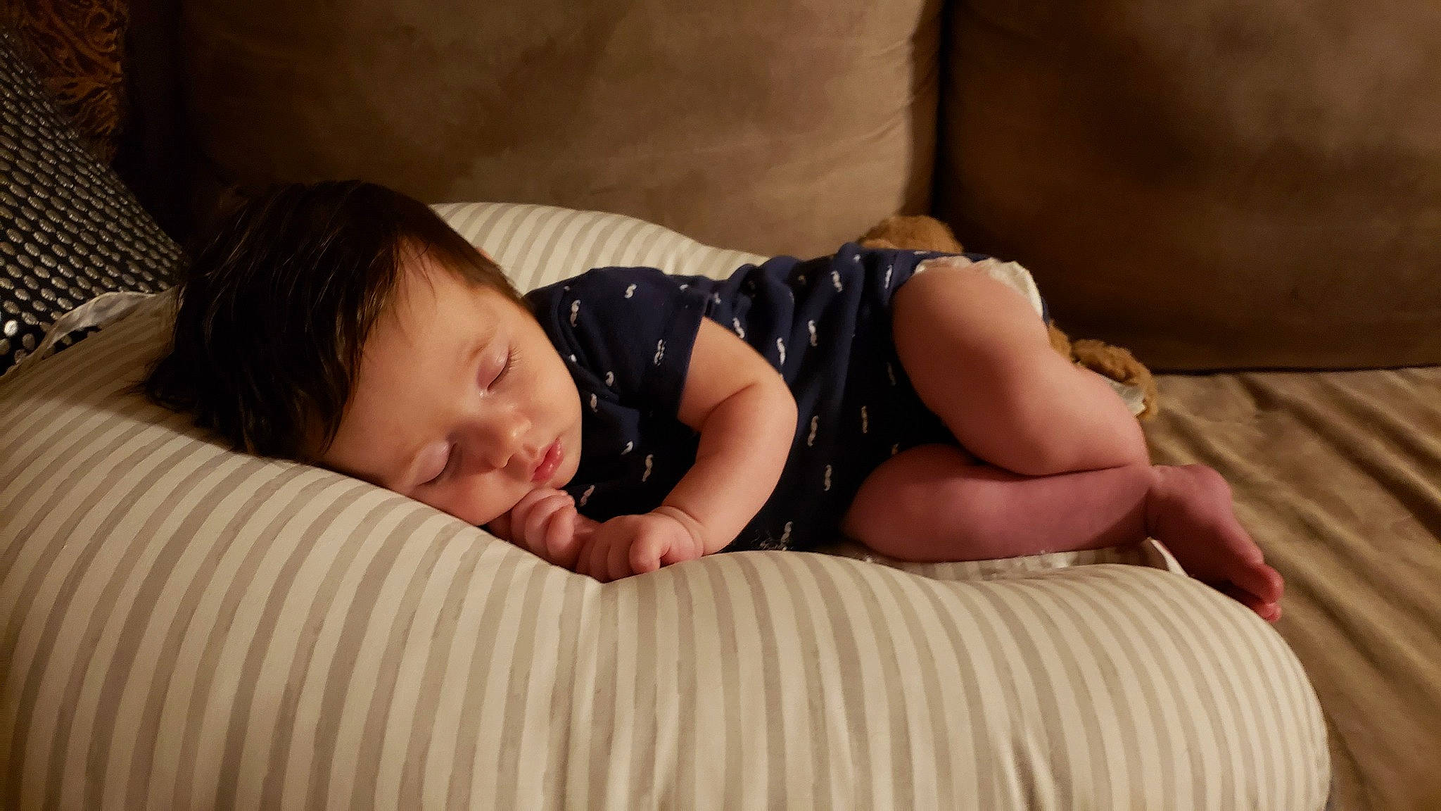 Finnegan is registered to the contest to win money with this photo: baby, bedtime, black_hair, cheek, child, comfort, finger, hand, leg, nap, person, skin, sleep, toddler