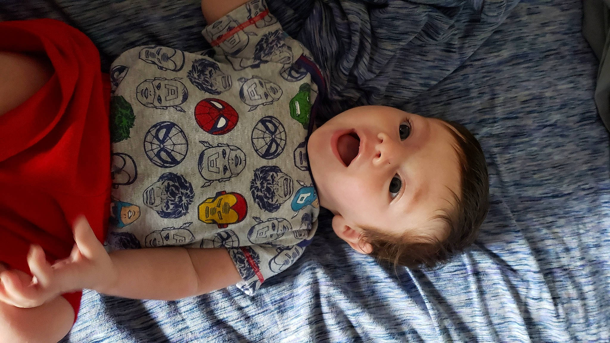 Finnegan is registered to the contest to win money with this photo: baby, bedtime, cheek, child, mouth, nose, person, surprise, toddler