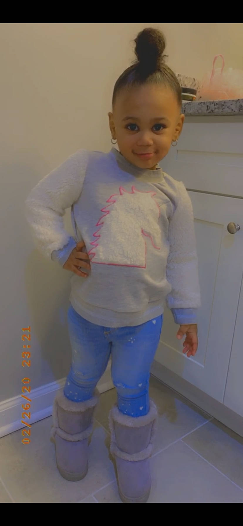 Leava is registered to the contest to win money with this photo: baby, baby_toddler_clothing, child, joy, outerwear, person, sleeve, standing, toddler