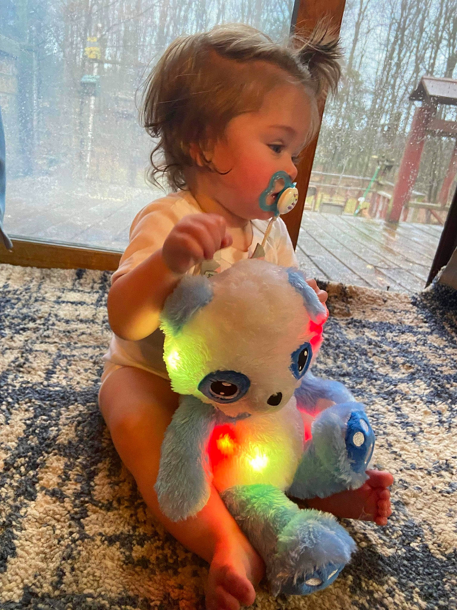 Lillian joined the competition — help win amazing prizes! baby, baby_products, child, eye, fawn, fun, grass, hair, happy, head, human_body, leisure, light, mouth, person, recreation, skin, stuffed_toy, toddler, toy