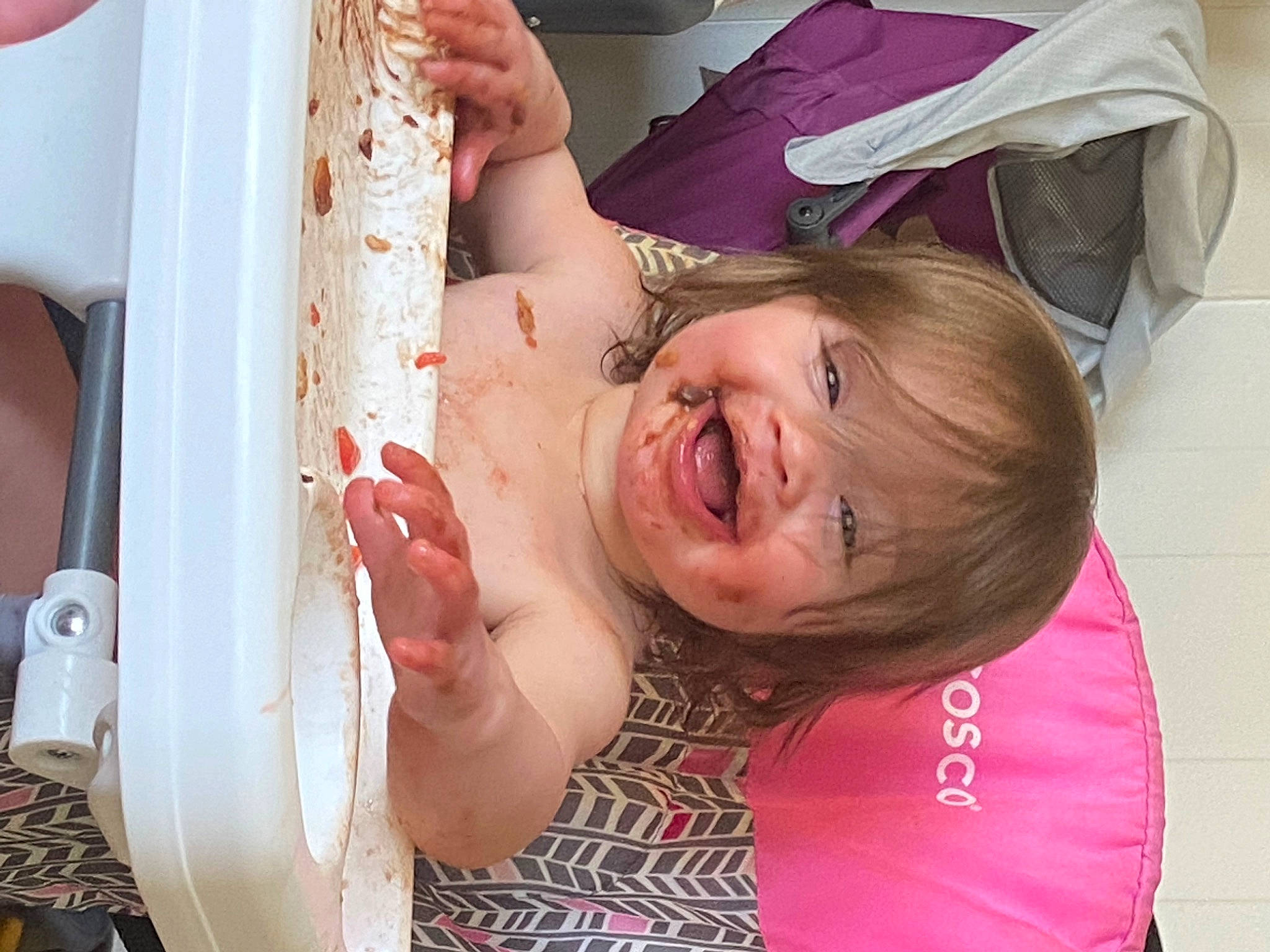 Lillian joined the competition — help win amazing prizes! baby, chair, child, event, eyelash, face, finger, food, fun, gesture, happy, lip, mouth, nail, person, pink, red, skin, smile, summer