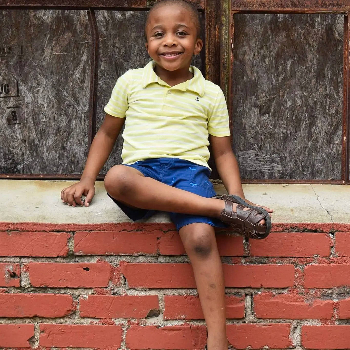 Camden joined the competition — help win amazing prizes! black, blue, brick, cool, denim, face, happy, human, joy, knee, organ, person, photograph, red, shorts, sleeve, smile, standing, t_shirt, thigh