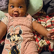 Kennedi joined the competition — help win amazing prizes! baby, infant, child, smile, pink_clothing, minnie_mouse, headband, blanket, pillow, cute, portrait, indoors, cozy, happy, plush, person, toddler, closeup, soft_texture, warm
