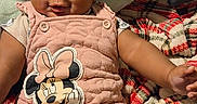 Kennedi joined the competition — help win amazing prizes! baby, blanket, child, closeup, cozy, cute, happy, headband, indoors, infant, minnie_mouse, person, pillow, pink_clothing, plush, portrait, smile, soft_texture, toddler, warm