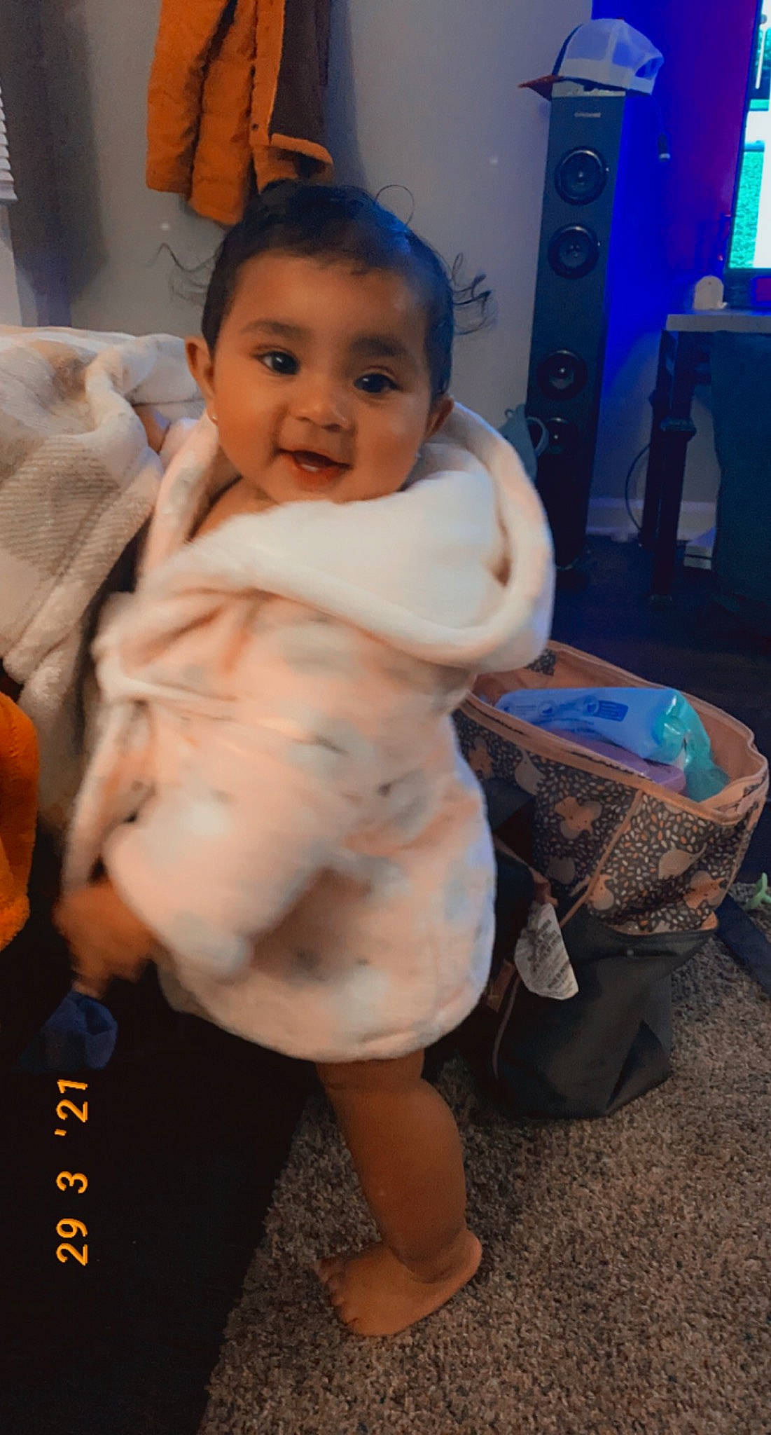 Elena is registered to the contest to win money with this photo: abdomen, baby, cheek, chest, child, comfort, face, flooring, foot, fun, happy, head, person, sitting, skin, smile, television, thigh, thumb, toddler