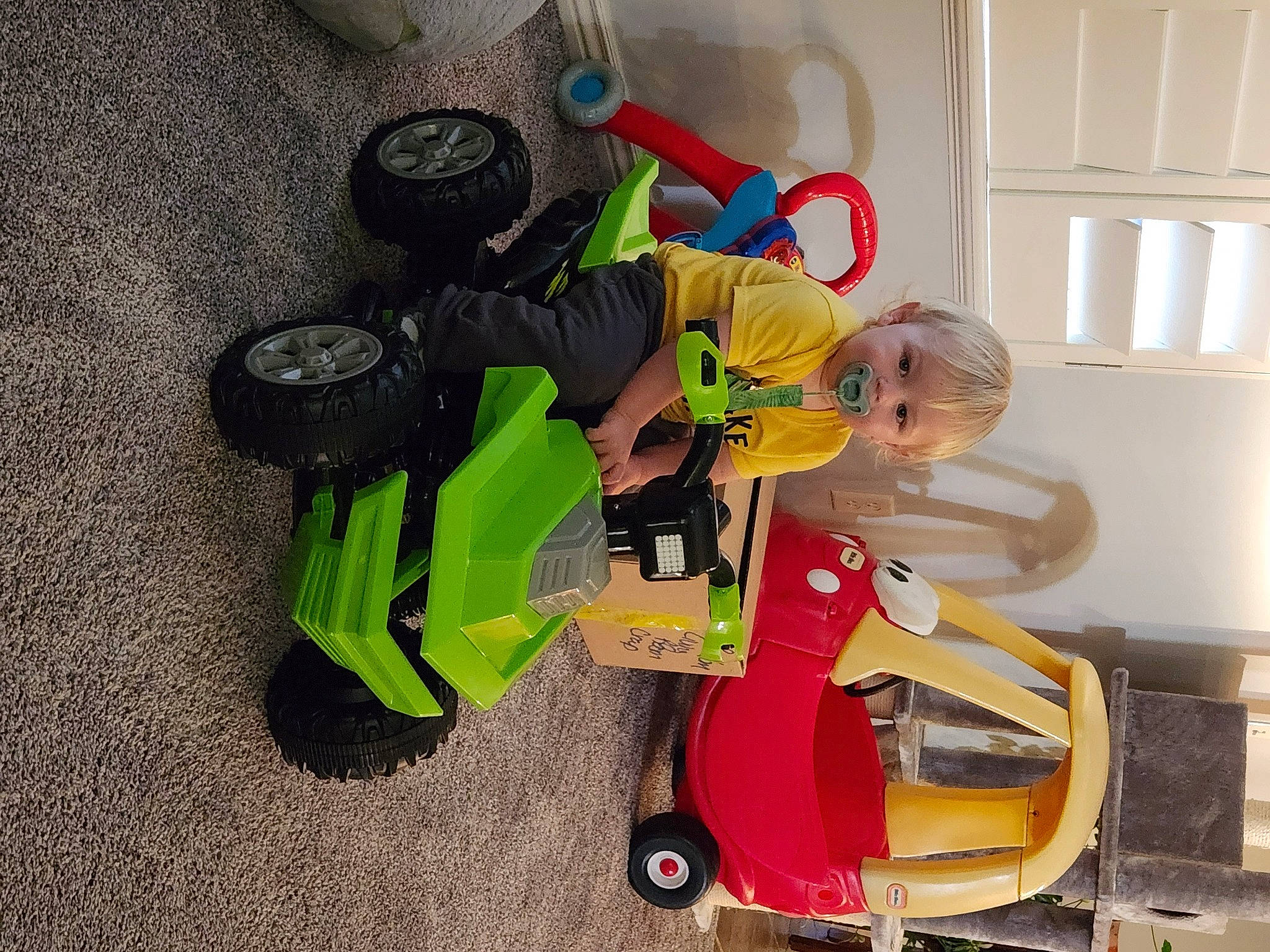 Lance joined the competition — help win amazing prizes! auto_part, automotive_design, automotive_tire, automotive_wheel_system, fender, fun, helmet, machine, motor_vehicle, person, plastic, riding_toy, rim, tire, toddler, toy, toy_vehicle, tread, tricycle, vehicle