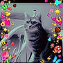 Nana Grizette participe au concours pour gagner de l'argent avec cette photo : bed_frame, bee, butterfly, cat, colorful, curious, cute, decorative_border, feline, flower, heart, indoor, ladybug, metal, mushroom, pet, playful, tabby_cat, whiskers, wooden_floor