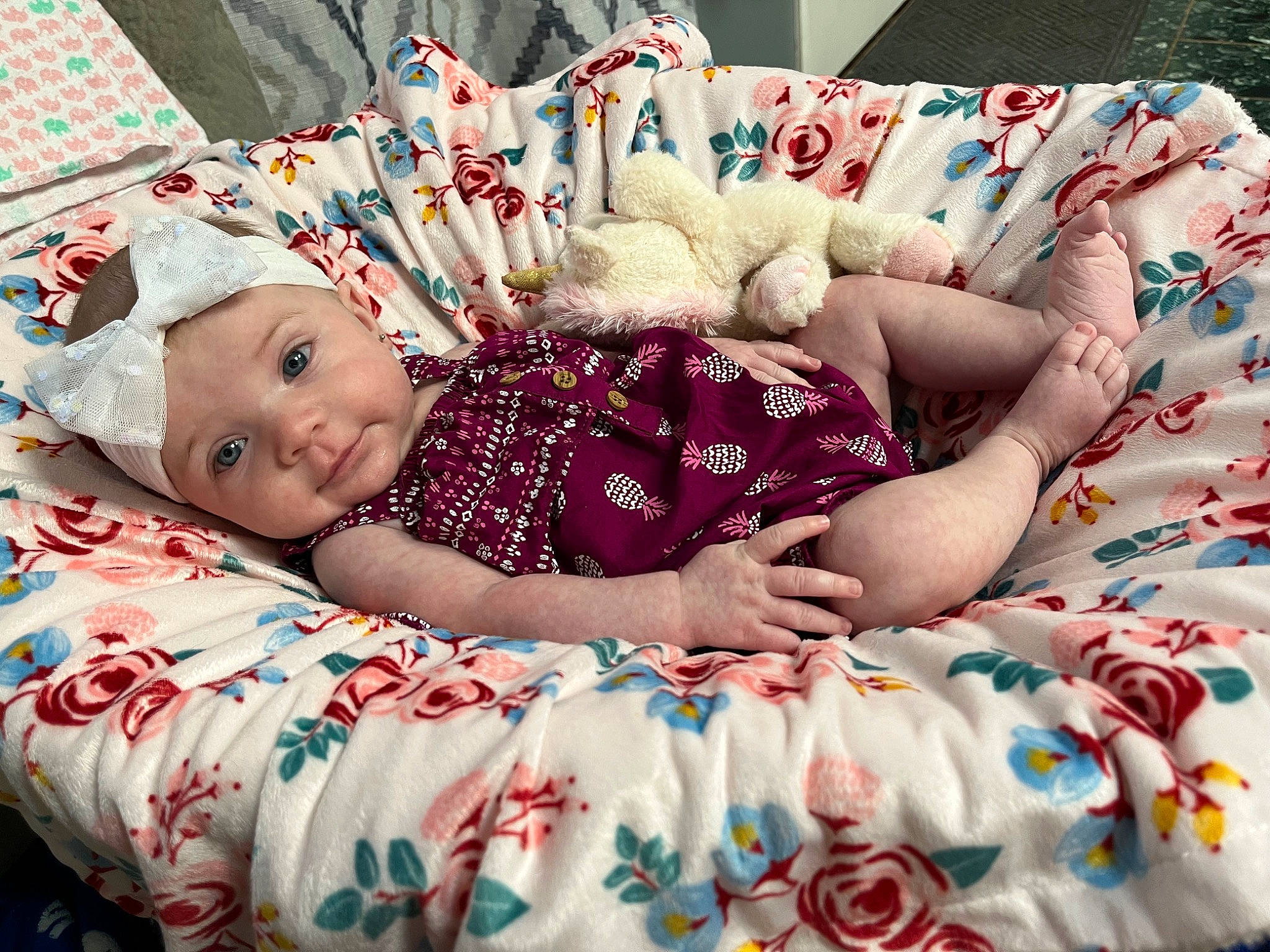 Kaisley joined the competition — help win amazing prizes! baby, baby_products, baby_sleeping, baby_toddler_clothing, bedding, child, comfort, event, happy, headwear, lap, linens, pattern, person, pink, room, sleeve, smile, t_shirt, textile