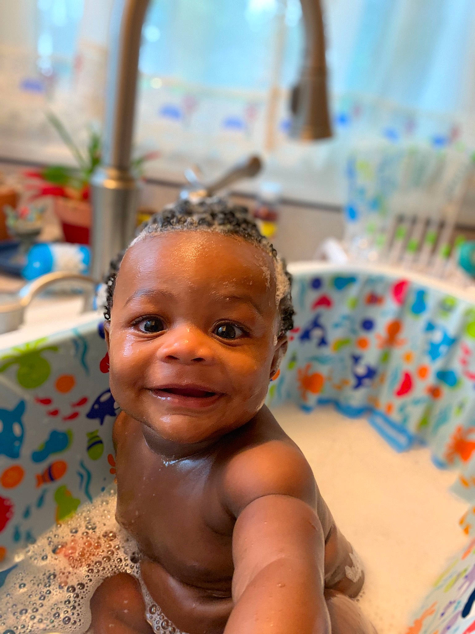 Kyrie joined the competition — help win amazing prizes! adaptation, baby, bathing, cheek, child, face, forehead, fun, head, joy, person, personal_care, smile, toddler, water